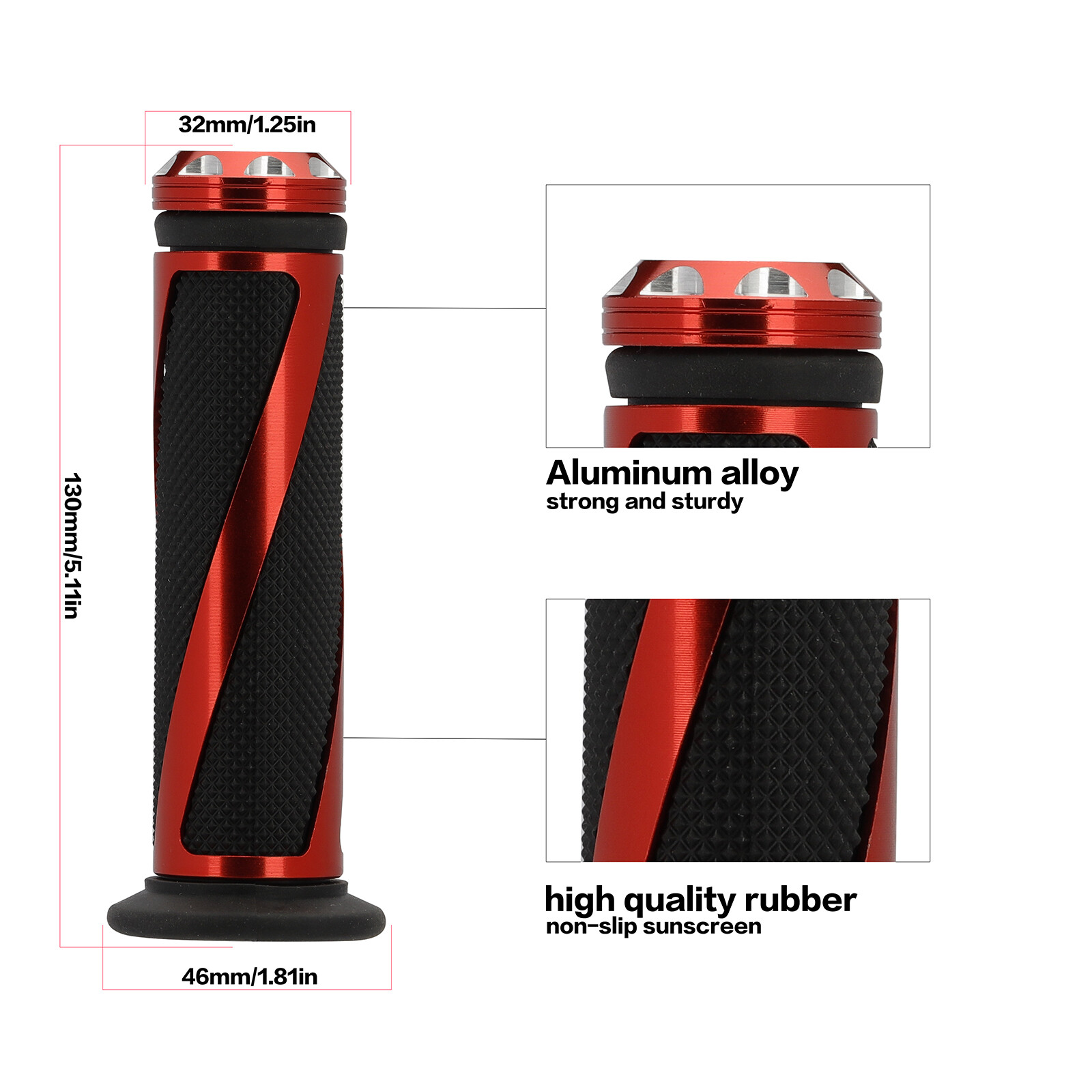 Handle Grips Motorcycle Handlebar Grip Dirt Pit Bike 7/8″ Rubber Gel Hand Grips