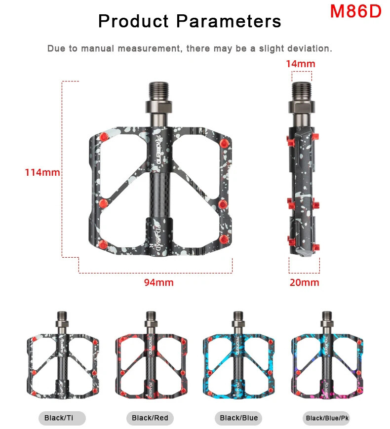 PROMEND MTB Pedals Ultralight 3 Bearings Colorful Carbon Fiber Road Bike Pedals