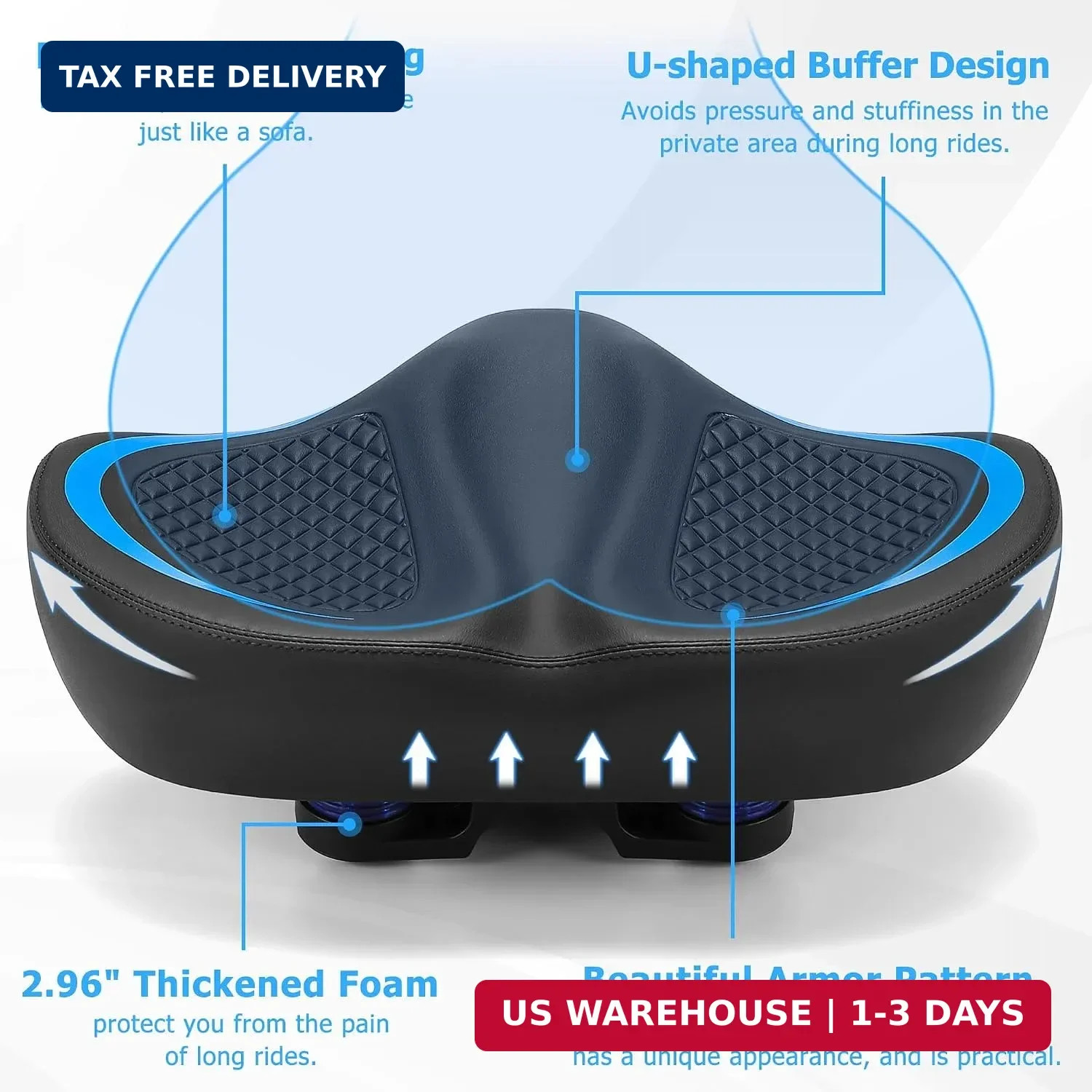 CDYWD New Noseless Bike Seat for Men Women Comfort, Extra Wide Soft Padded Bicyc