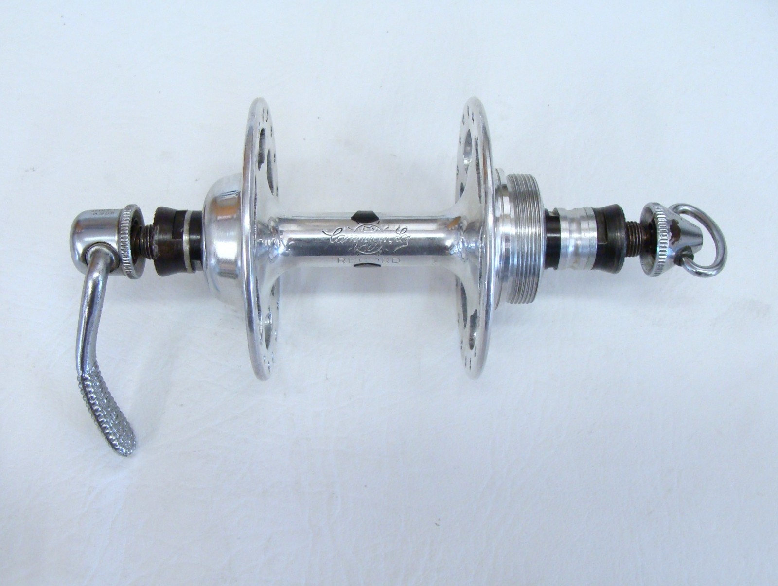 ~ 70’s Campagnolo Record High Flange Hub Set w/ Rare Curved Skewers 36H 126mm ~