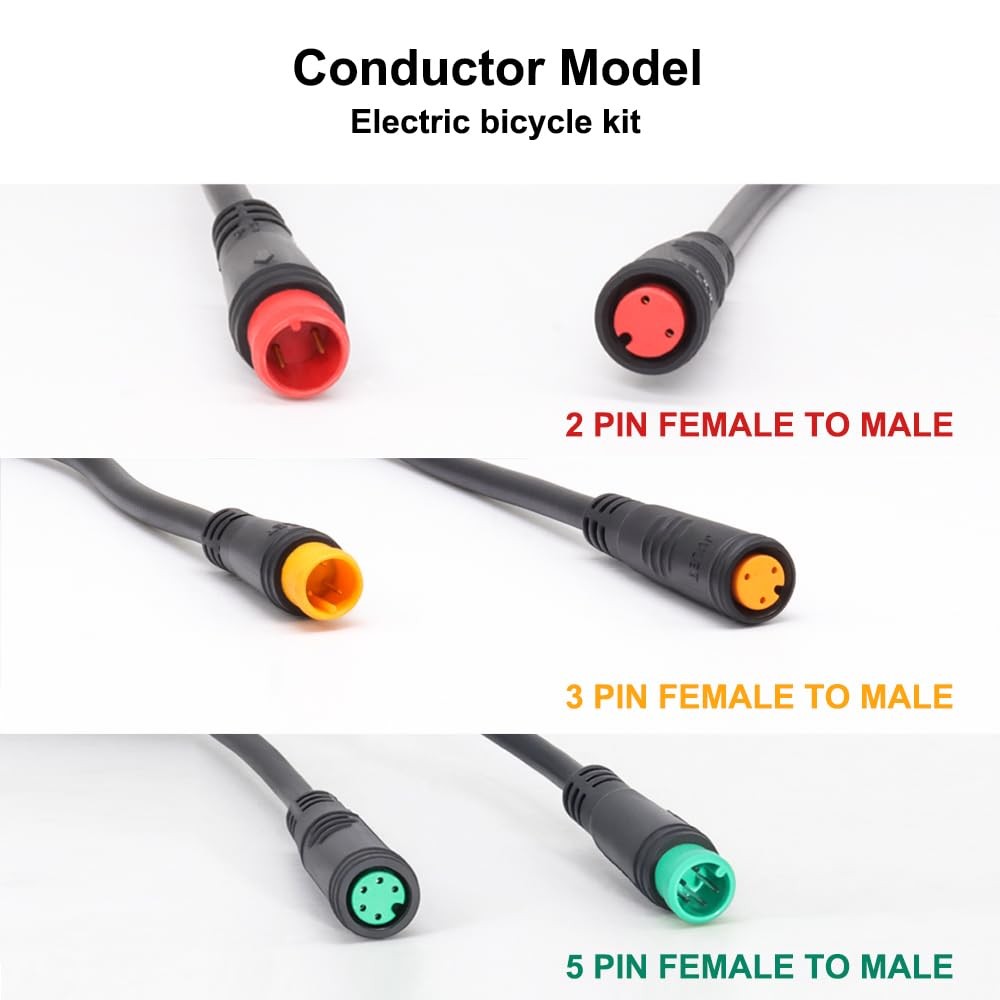 Ebike Extension Cable for Bike Gear , Waterproof Connector 2 Pin / 3 Pin / 5 …