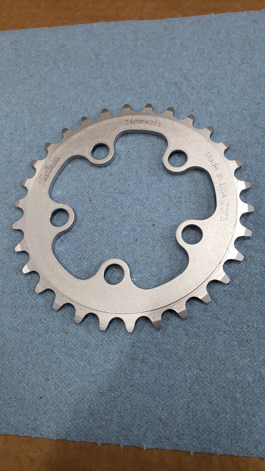 VINTAGE SALSA CYCLES 30t 5-BOLT 74MM CHAINRING SILVER ALUMINUM MADE IN USA NOS