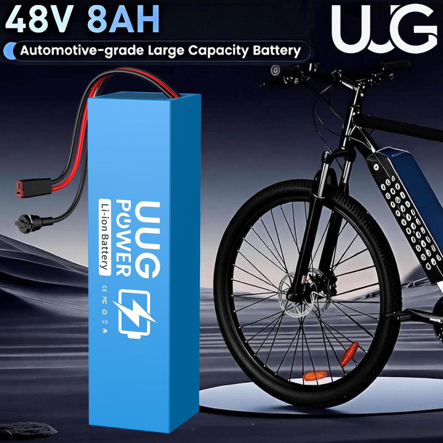 UUG Ebike Lithium Battery 48V 8Ah Electric Bike Battery with 30A BMS 1400W Motor