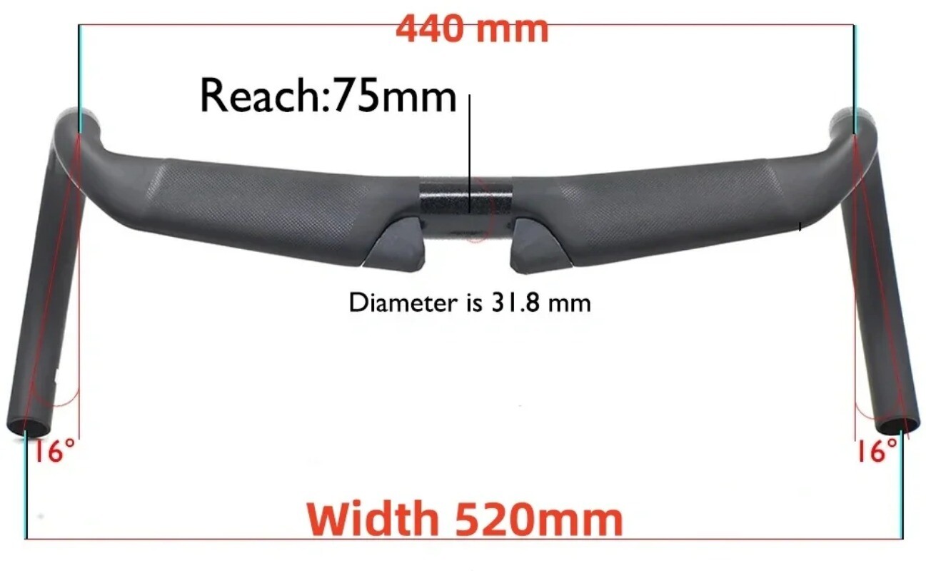 Carbon Fiber Road Handlebar 31.8MM 380/400/420/440MM 16 Degree Cockpit Bike Part
