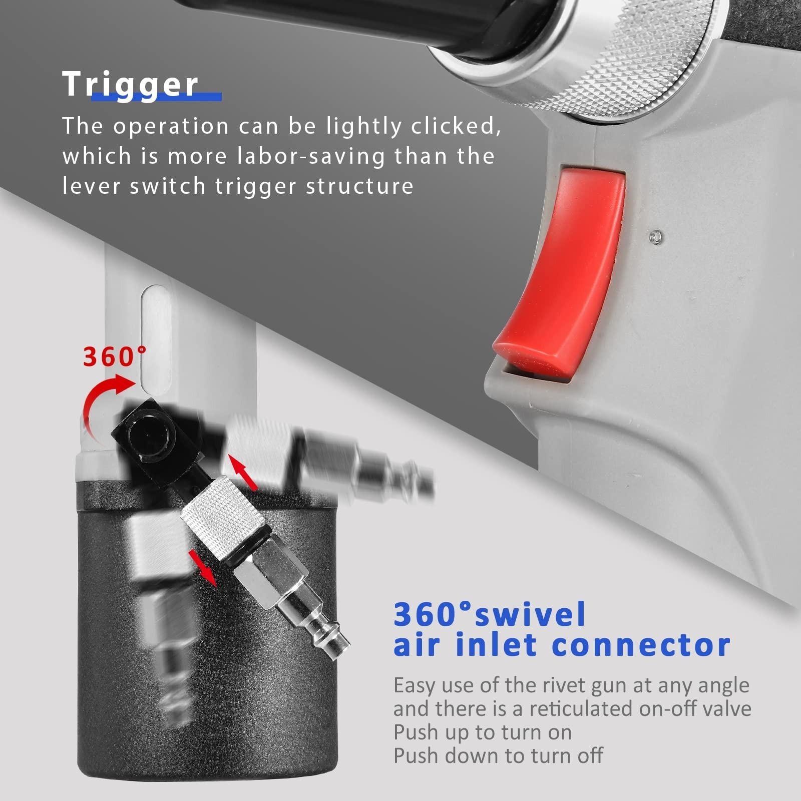 Pneumatic Rivet Gun S30 Self-Suction Air Rivet Gun 3/16″ 5/32″ 1/8″ 3/32″ Hyd…