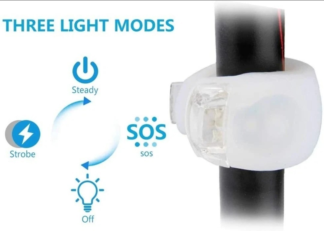REFUN Bicycle Light Front Rear Silicone LED Bike Light 4Pack White Black NEW