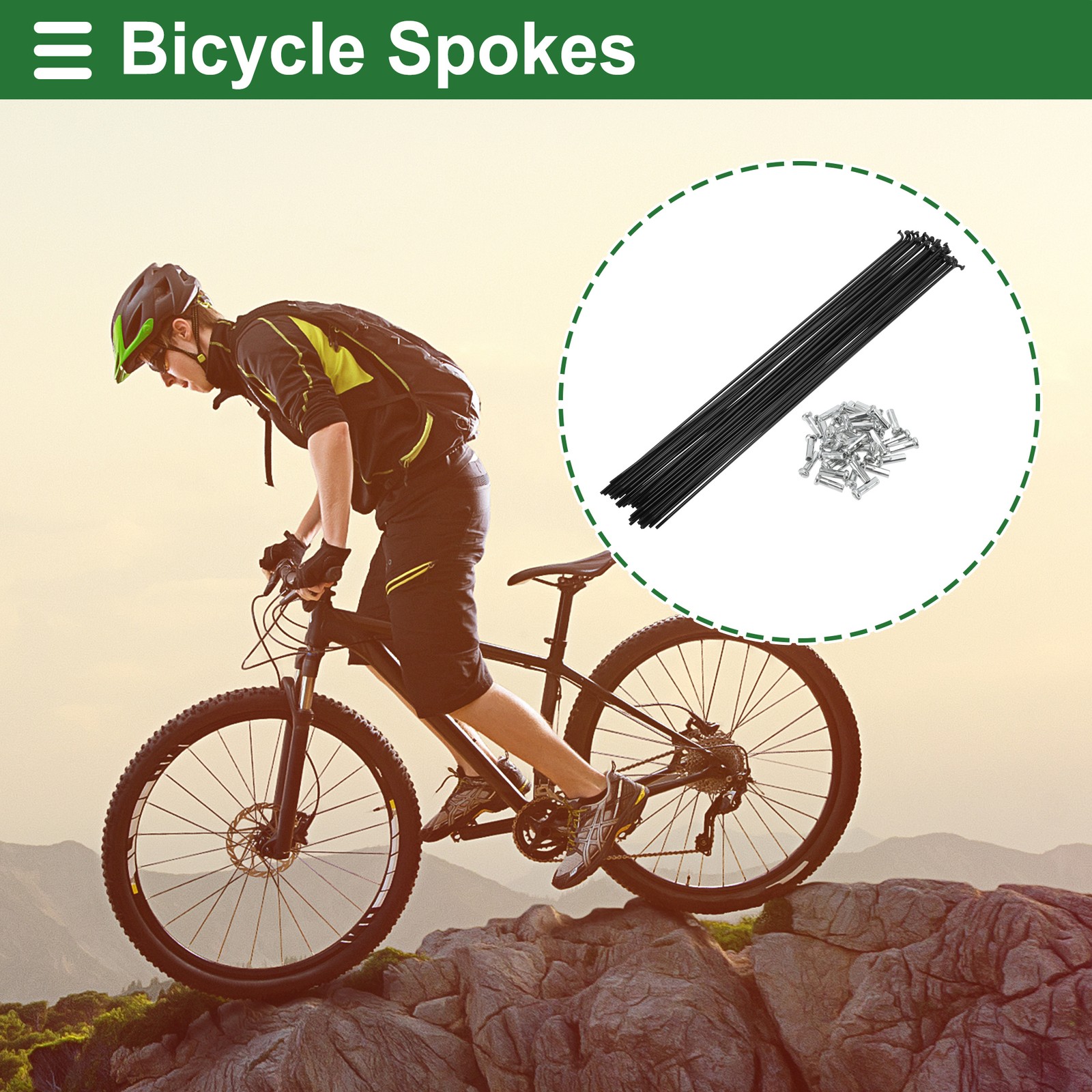 1 Set 14G 259mm Length Bicycle Spokes Nipple Carbon Steel Black Universal