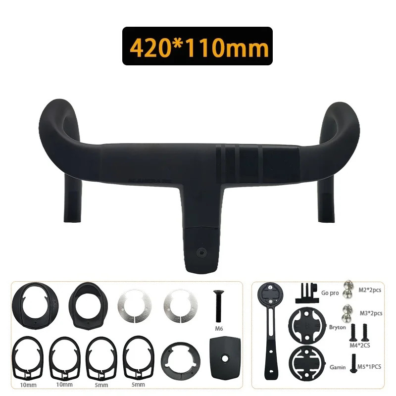 Carbon Road Bike Integrated Drop Bar 28.6mm Internal Cable Routing with Spacers