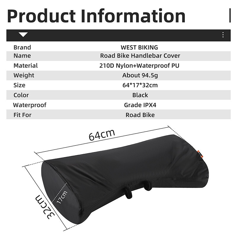 WEST BIKING Waterproof Dustproof Road Bike Handlebar Protector Cover One Size