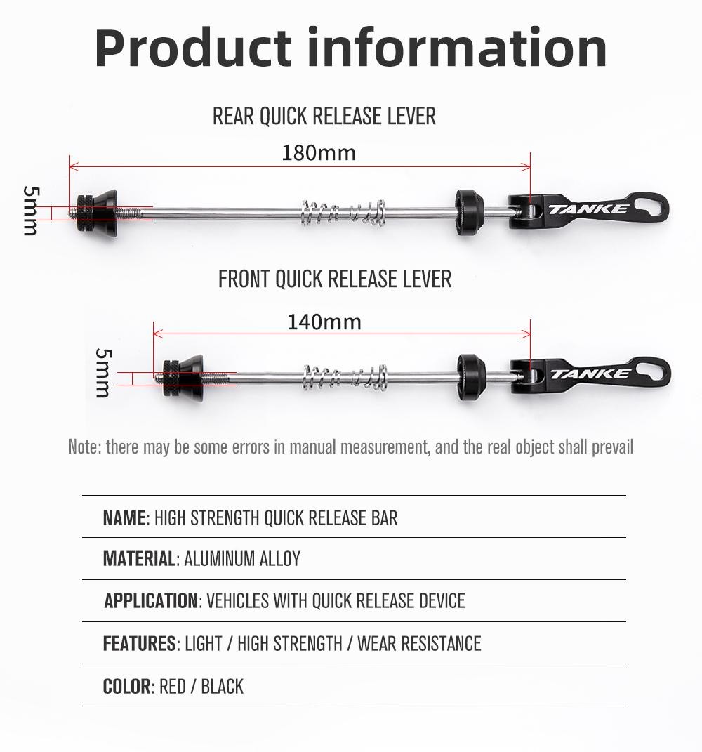 Tanke Bicycle Quick Release Bolt Hub Skewers Lever Axle Road Mountain Bike Repla