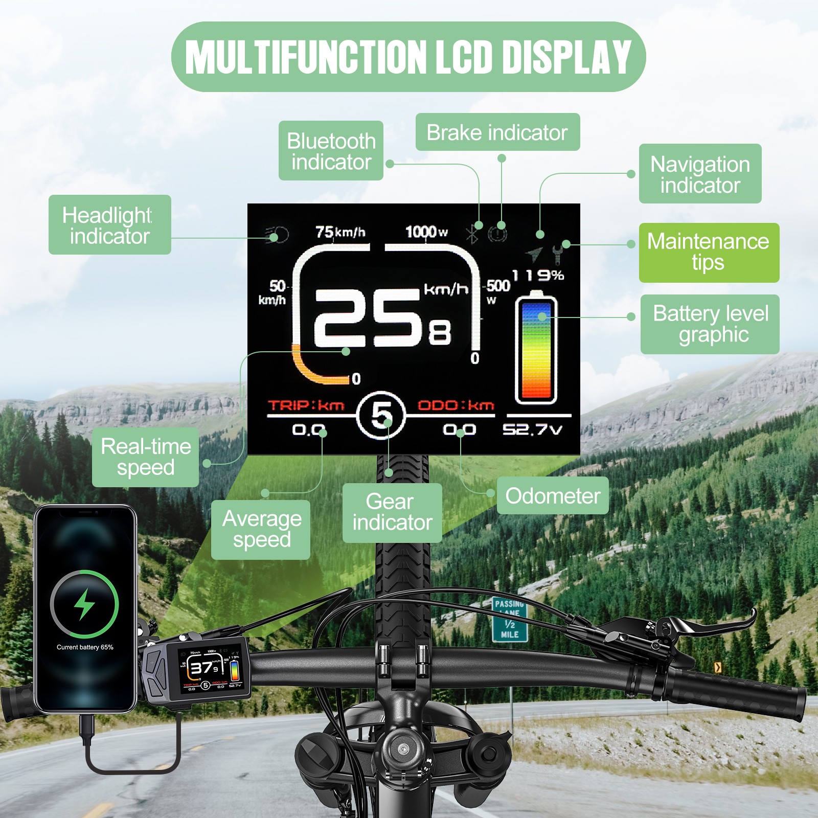 BAFANG BBS01/02 BBS-HD Motor HMI Mini DM03 Display Speedometer for Electric Bike