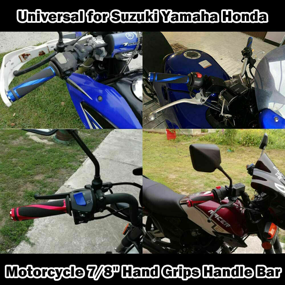 Handle Grips Motorcycle Handlebar Grip Dirt Pit Bike 7/8″ Rubber Gel Hand Grips