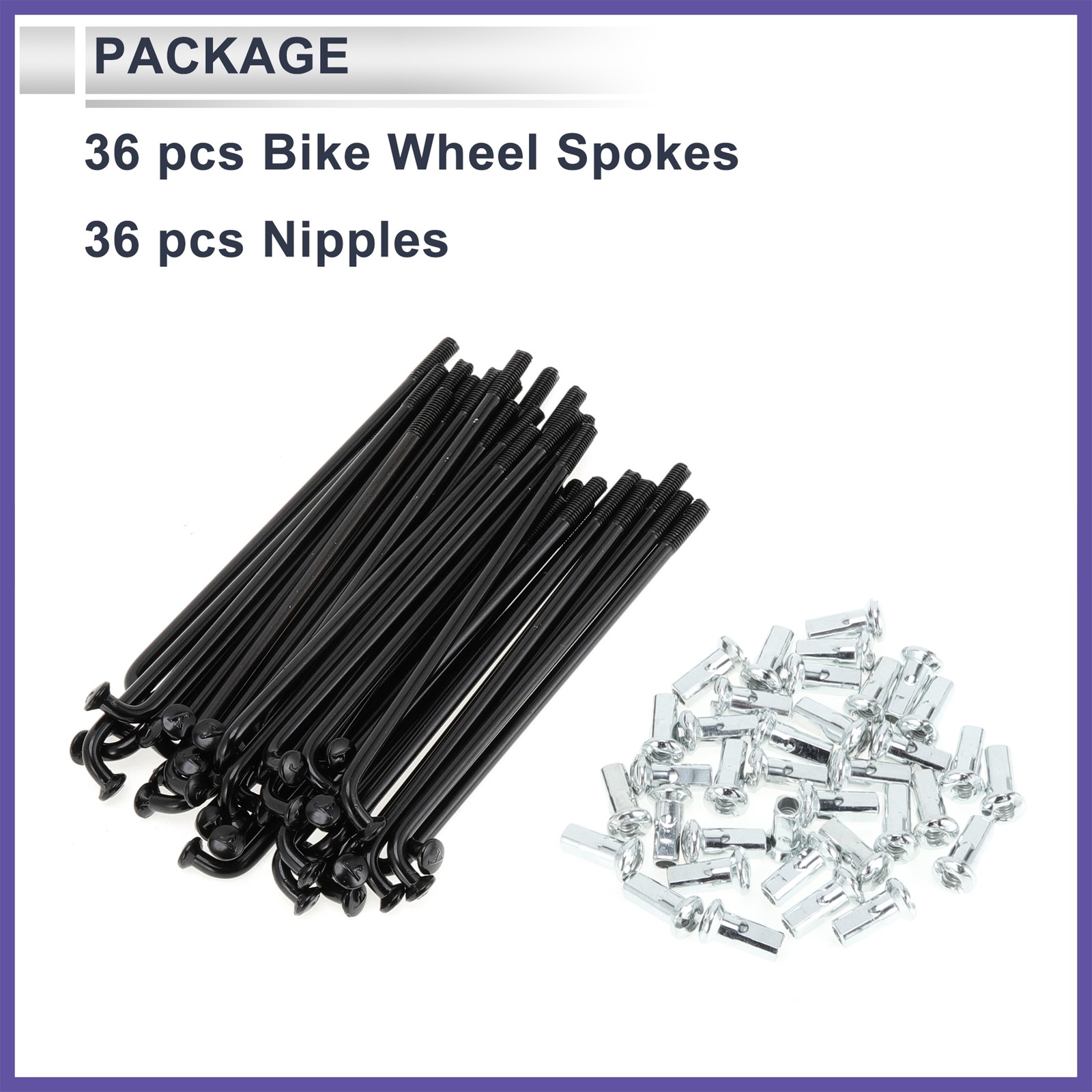 1Set 12G 74mm Length Bicycle Spokes Nipple Carbon Steel Black Universal