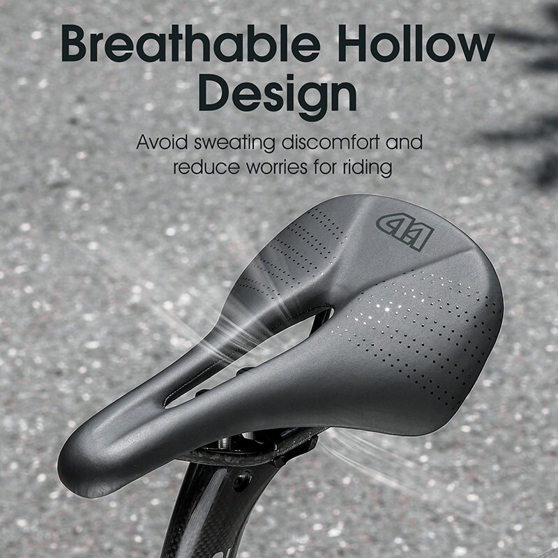 WEST BIKING Leather Carbon Fiber Road Bike Saddle Racing Bicycle Saddle Black