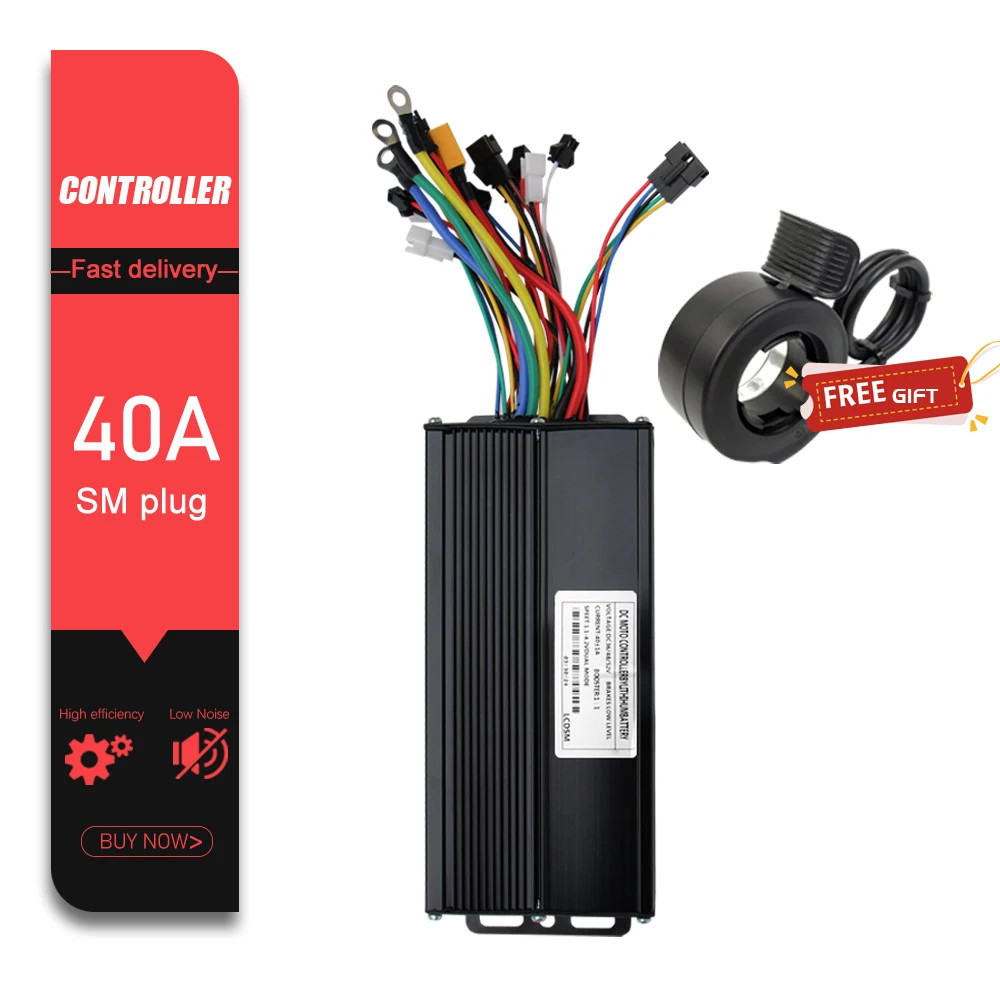 Ebike Sine Wave Controller 40A Three-Mode 36/48/52V with S866 LCD Color Display