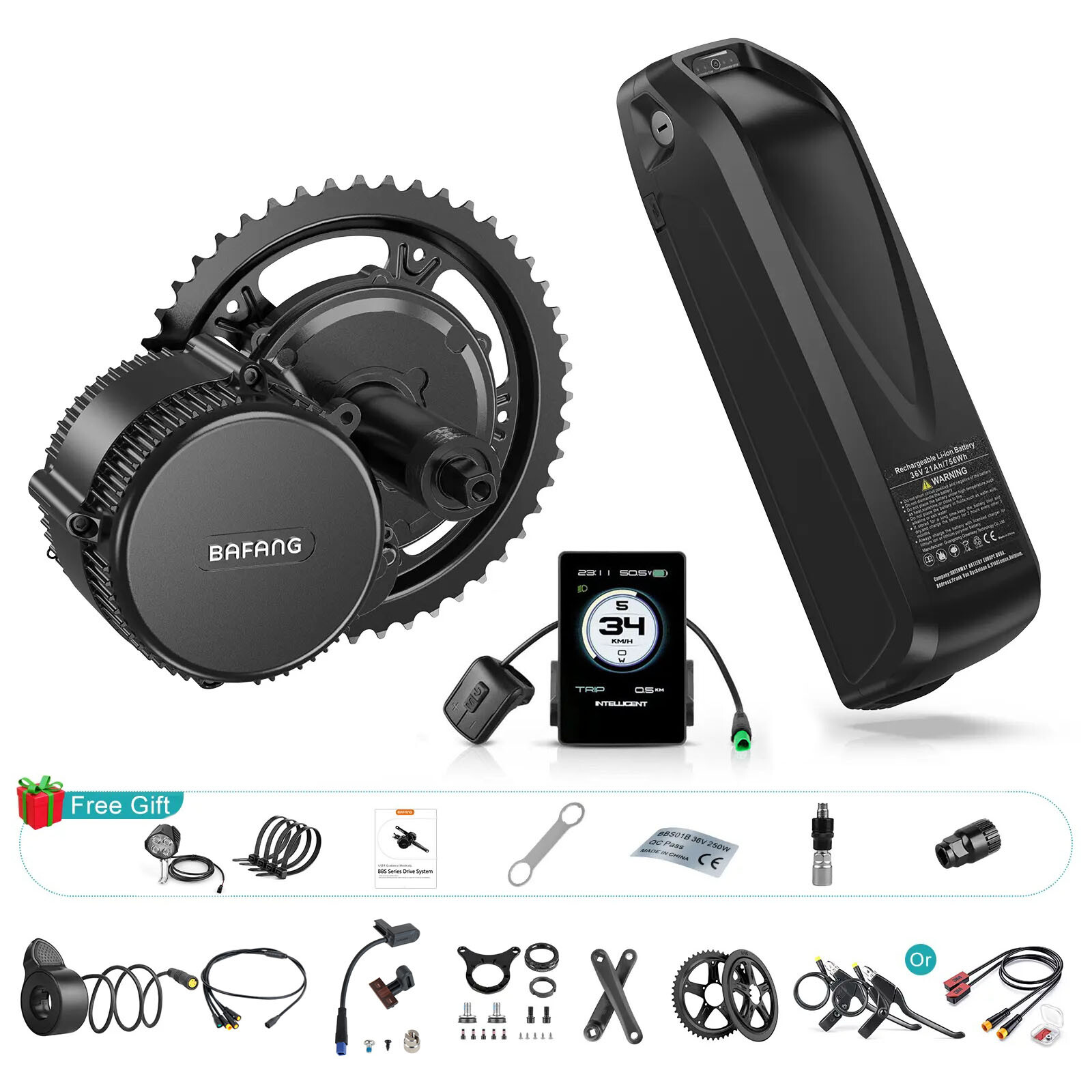 Bafang BBS02B 48V 750W Mid Drive Motor Kit 68-73mm eBike Conversion Motor Kit