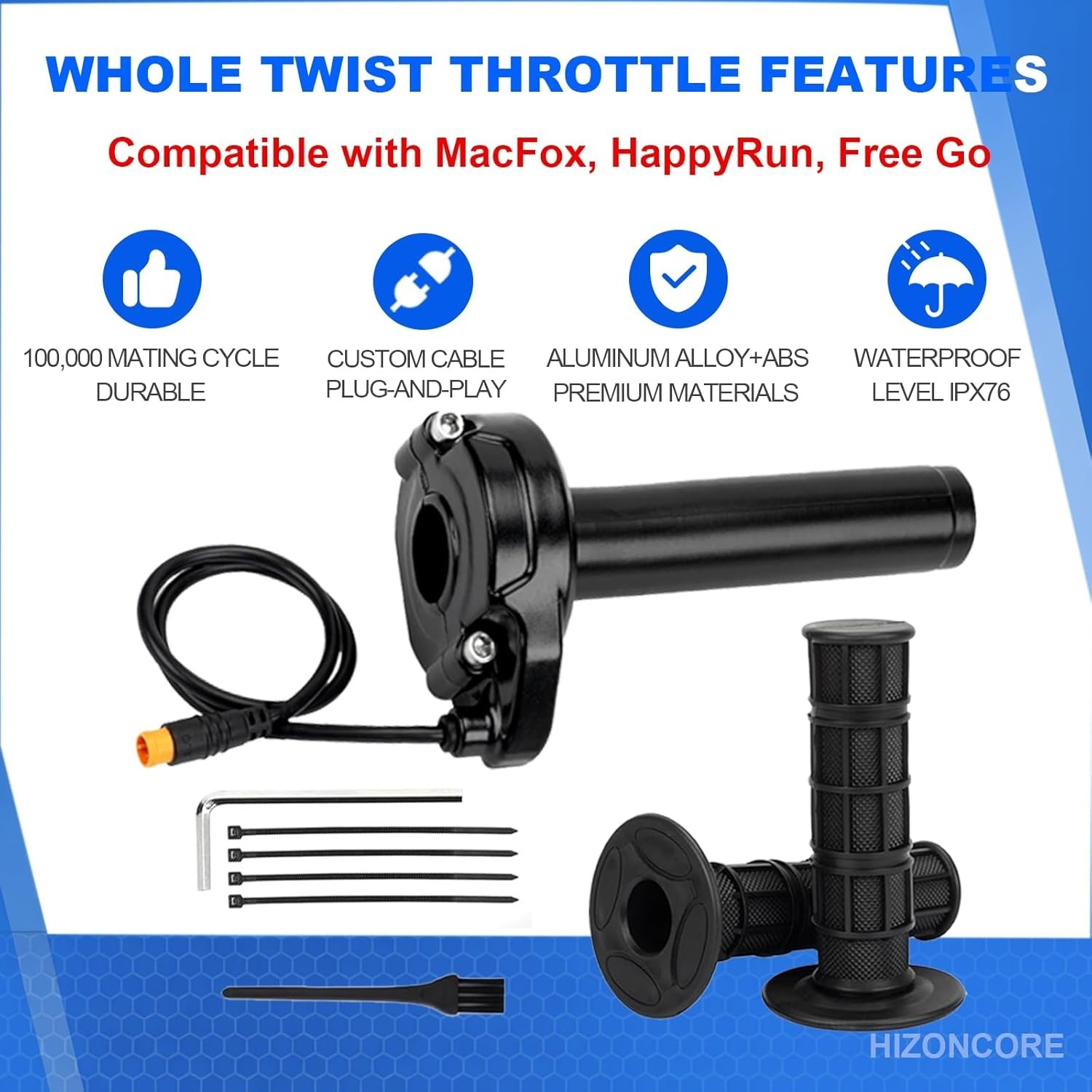 Ebike Full Twist Throttle for Macfox, 3 Pin Surron Style Throttle Grip Kit 12…