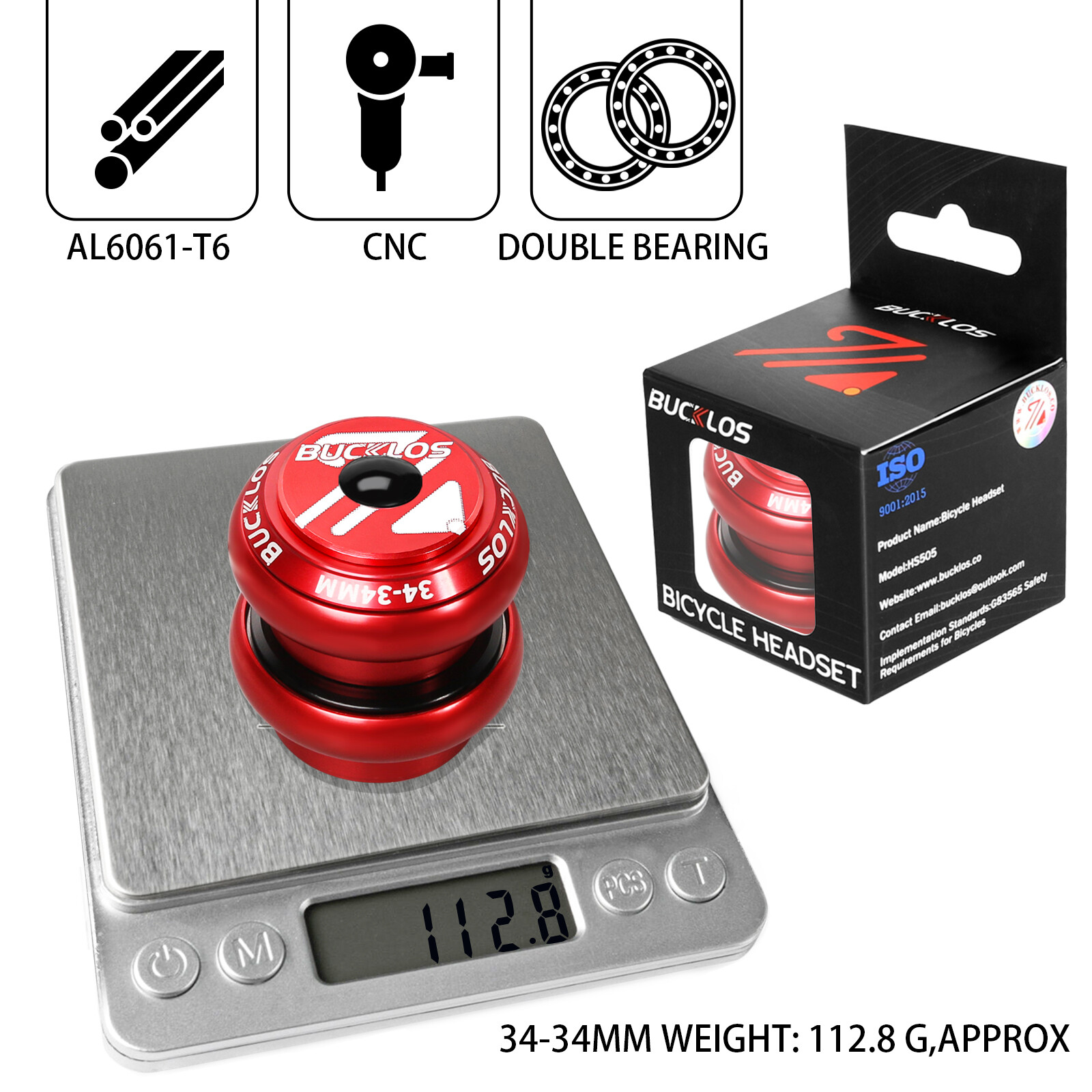 34mm 1-1/8″ Threadless MTB Road Bike Bicycle Sealed External Bearing Headset Set