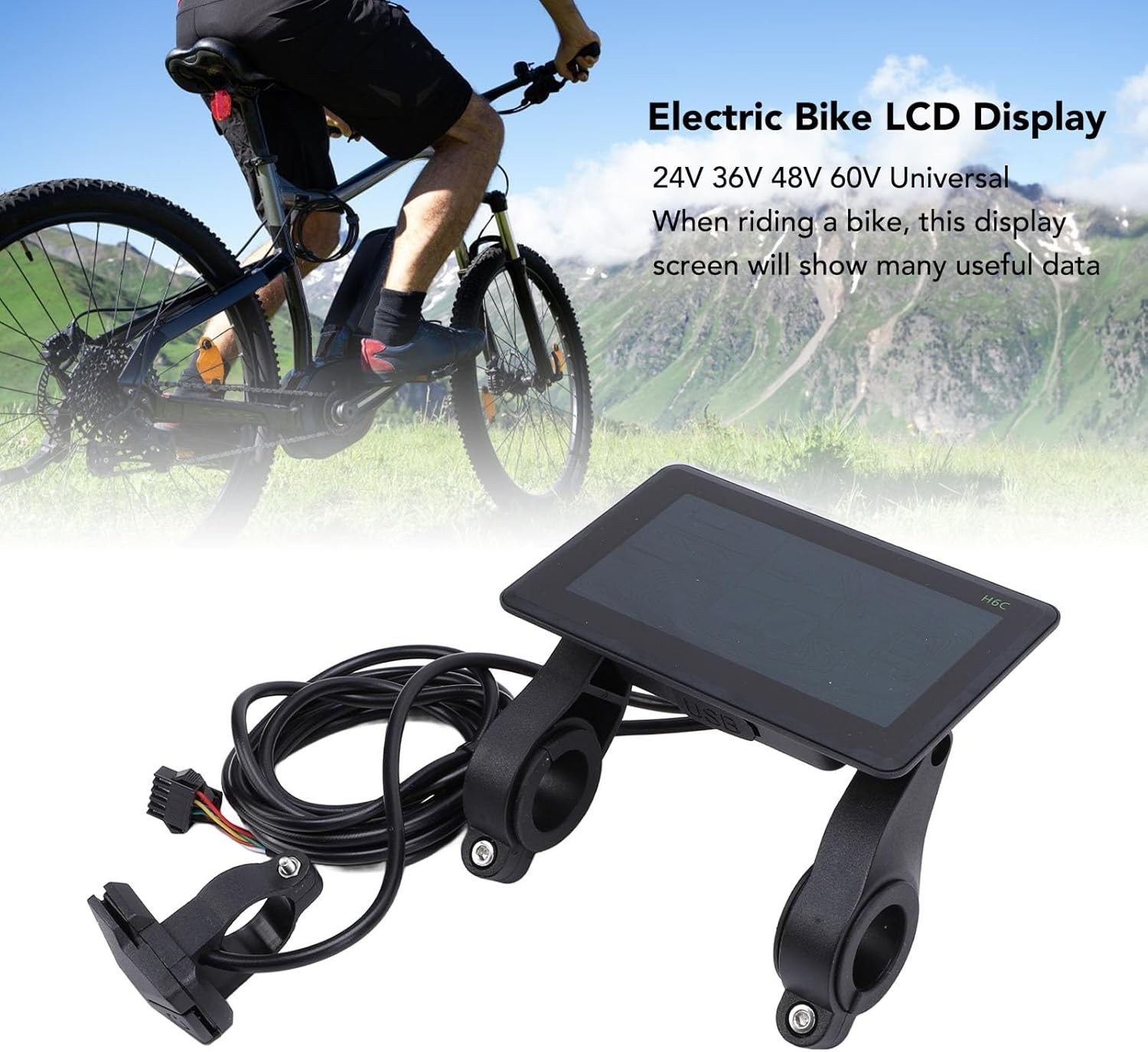Electric LCD Display 24V-60V Universal E-Bike LCD Display for 22.2m Handlebar