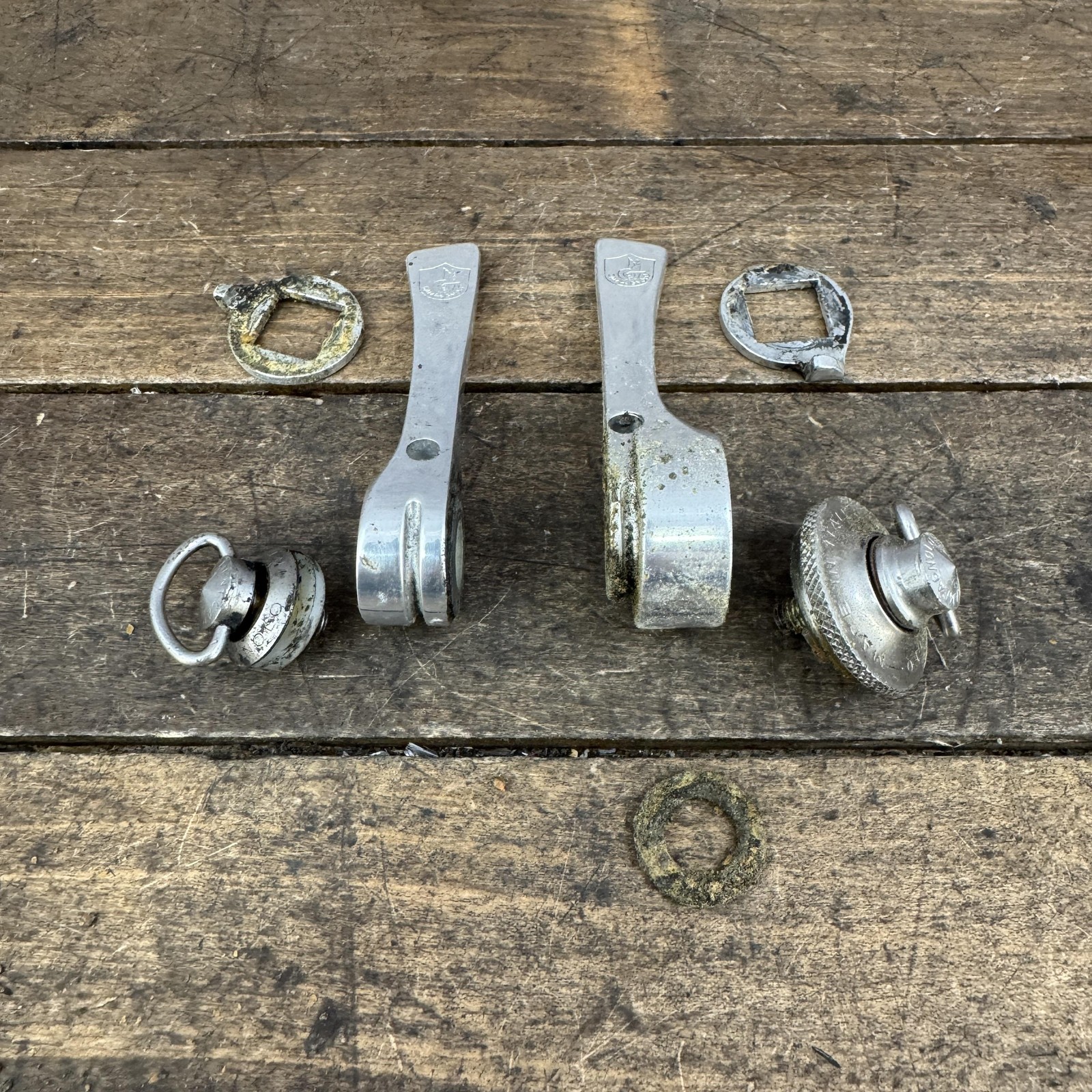 Vintage Campagnolo Shifter Set Road Bike Down Tube Shift Shield Italy Syncros