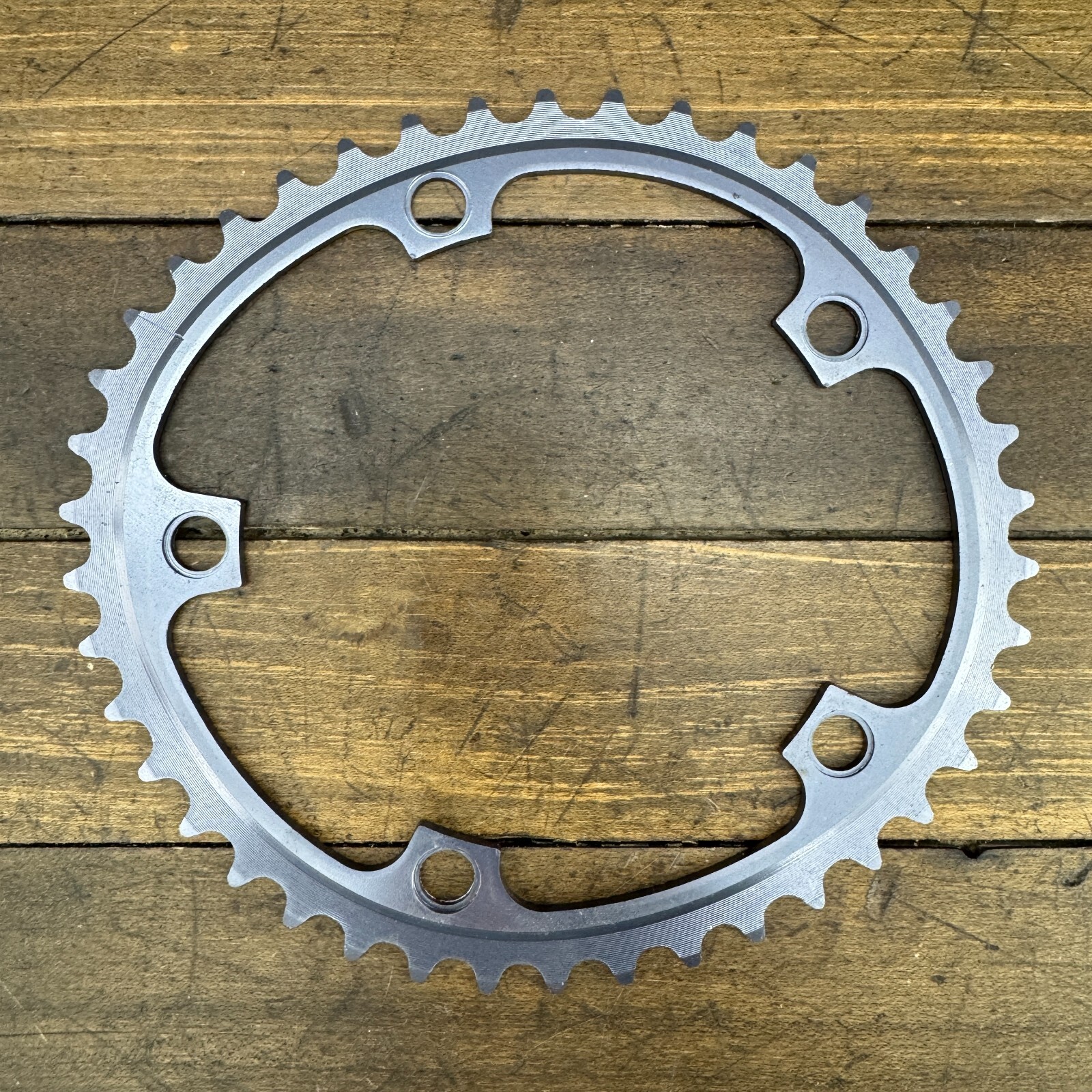 Vintage SR Ovaltech 42 Tooth Chainring Alloy 42t 130 BCD SR 252 Oval Road Gray