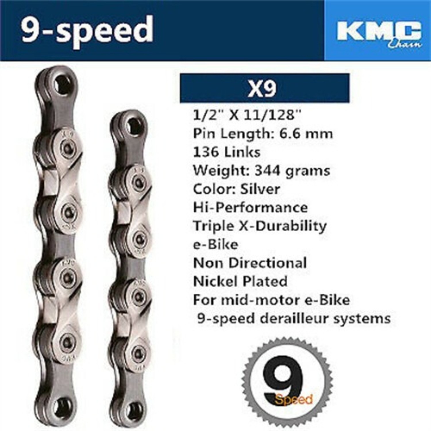 KMC 6 7 8 9 10 11 12 Speed Bike Chain MTB Road 116L 118L with 2x Missing Link