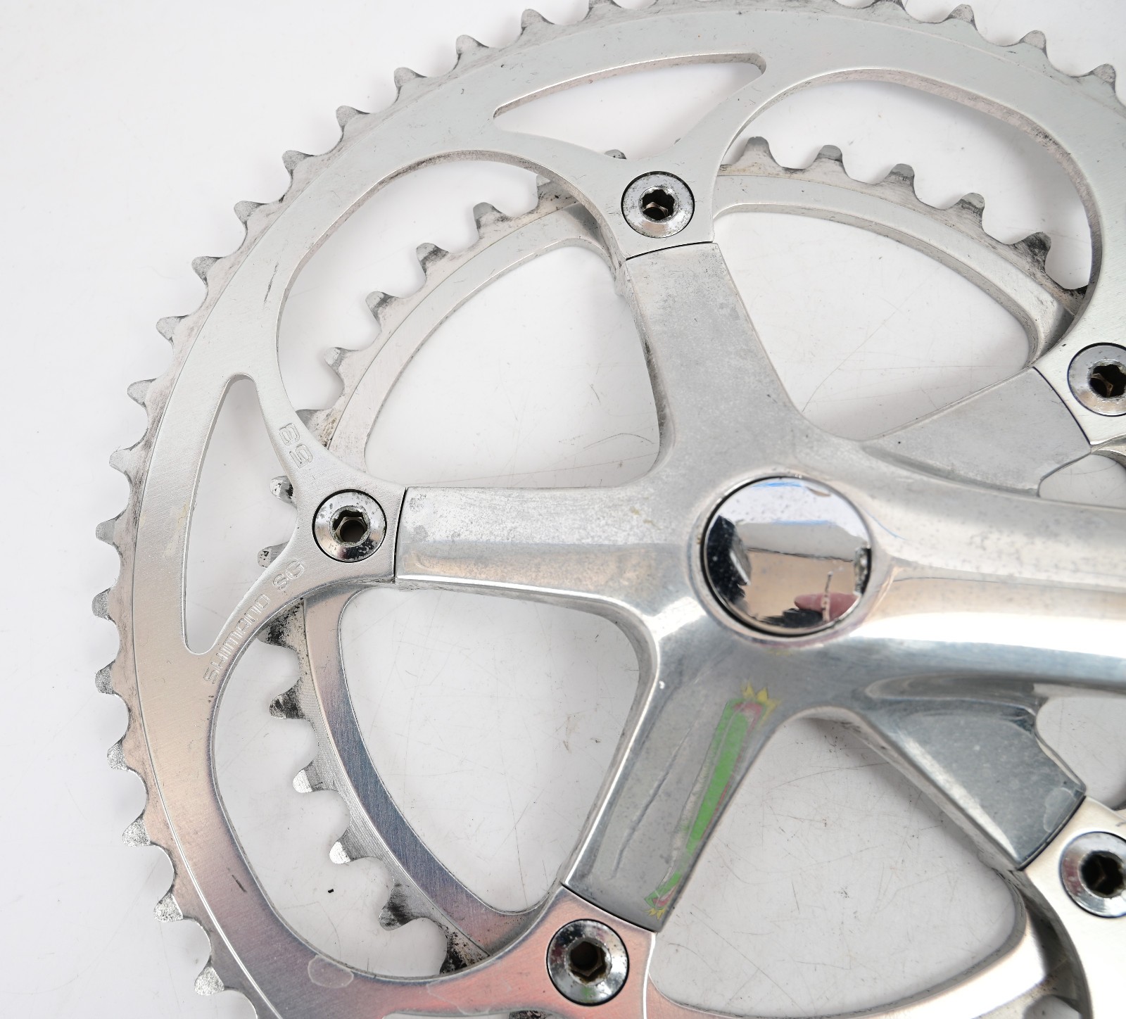 Vintage Shimano 600/Ultegra Tri-Color FC-6400 Double Road Bike Crankset, 53/39t