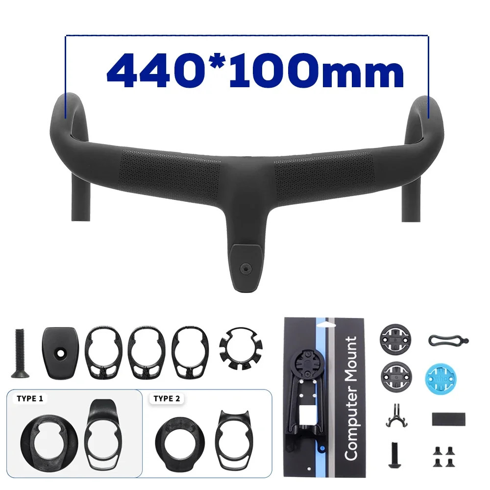 -10 Degree Carbon Fiber Integrated Road Bike Handlebar Internal Cable Routing