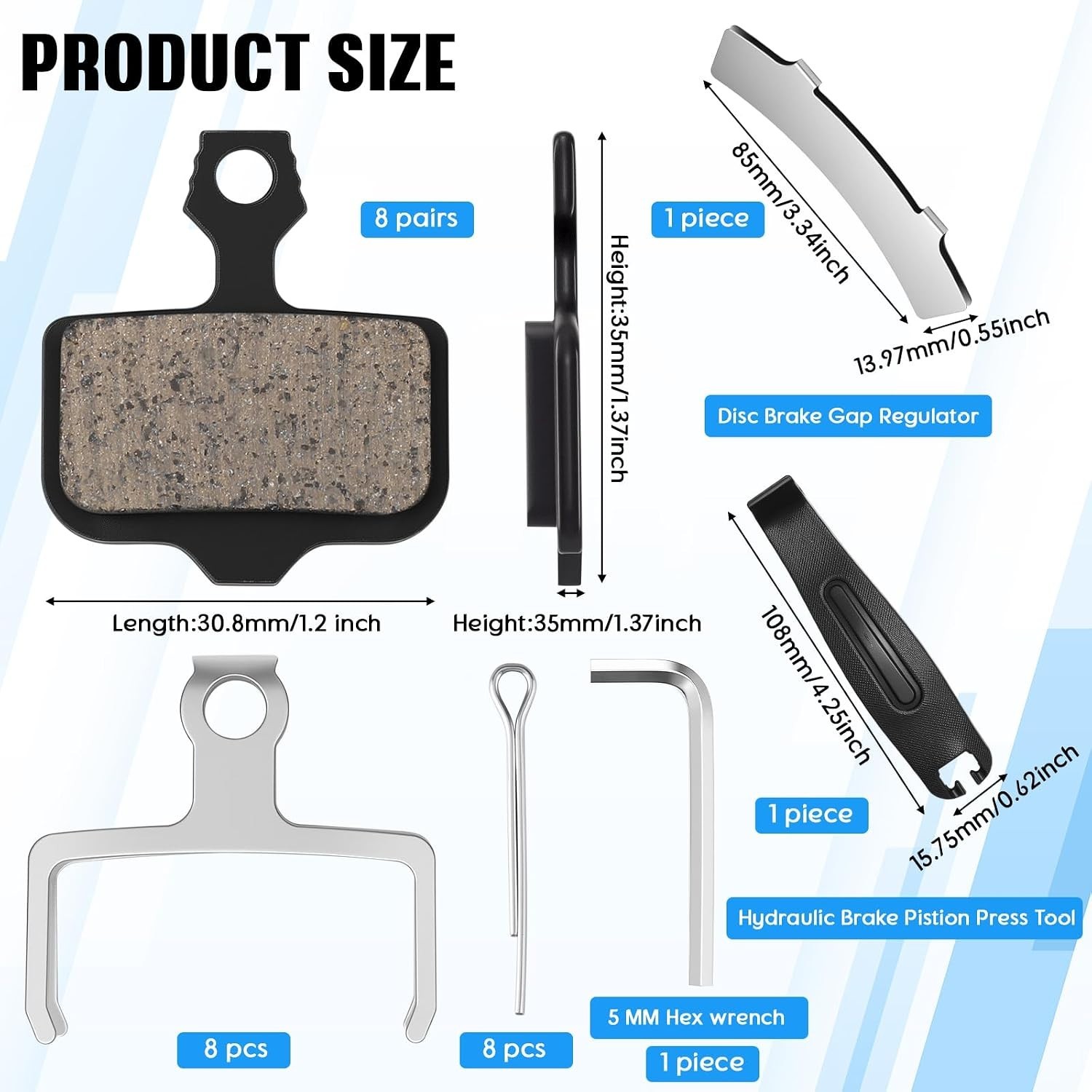 8 Pairs Bike Disc Brake Pads Set for Avid Elixir MTB Ebike Hydraulic Brakes