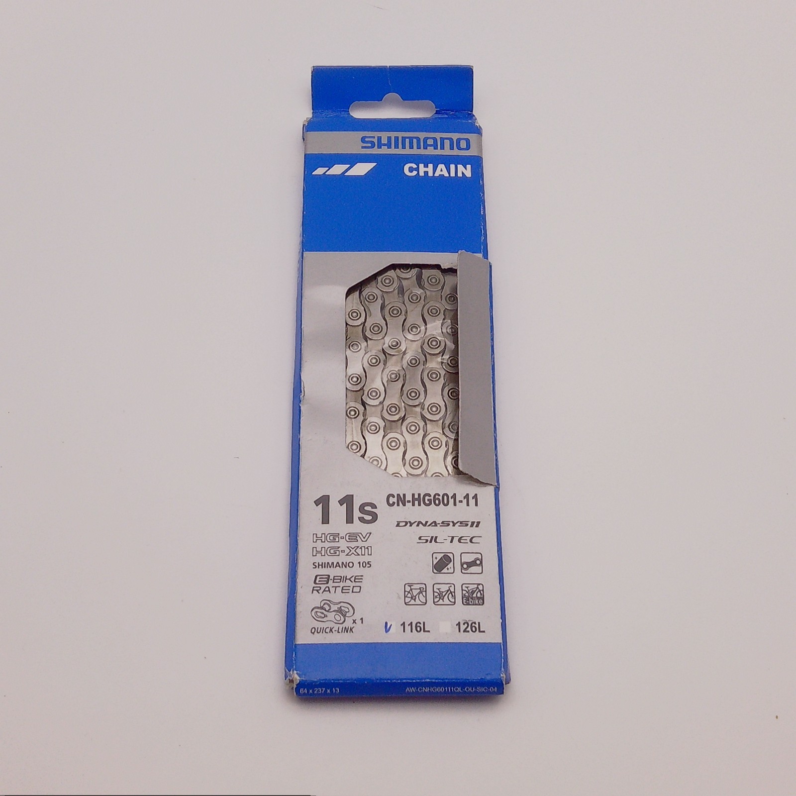 Shimano 105 Bike Chain 11s 116L CN-HG601-11, 64x237x13, Dyna-Sys11, E-Bike Rated