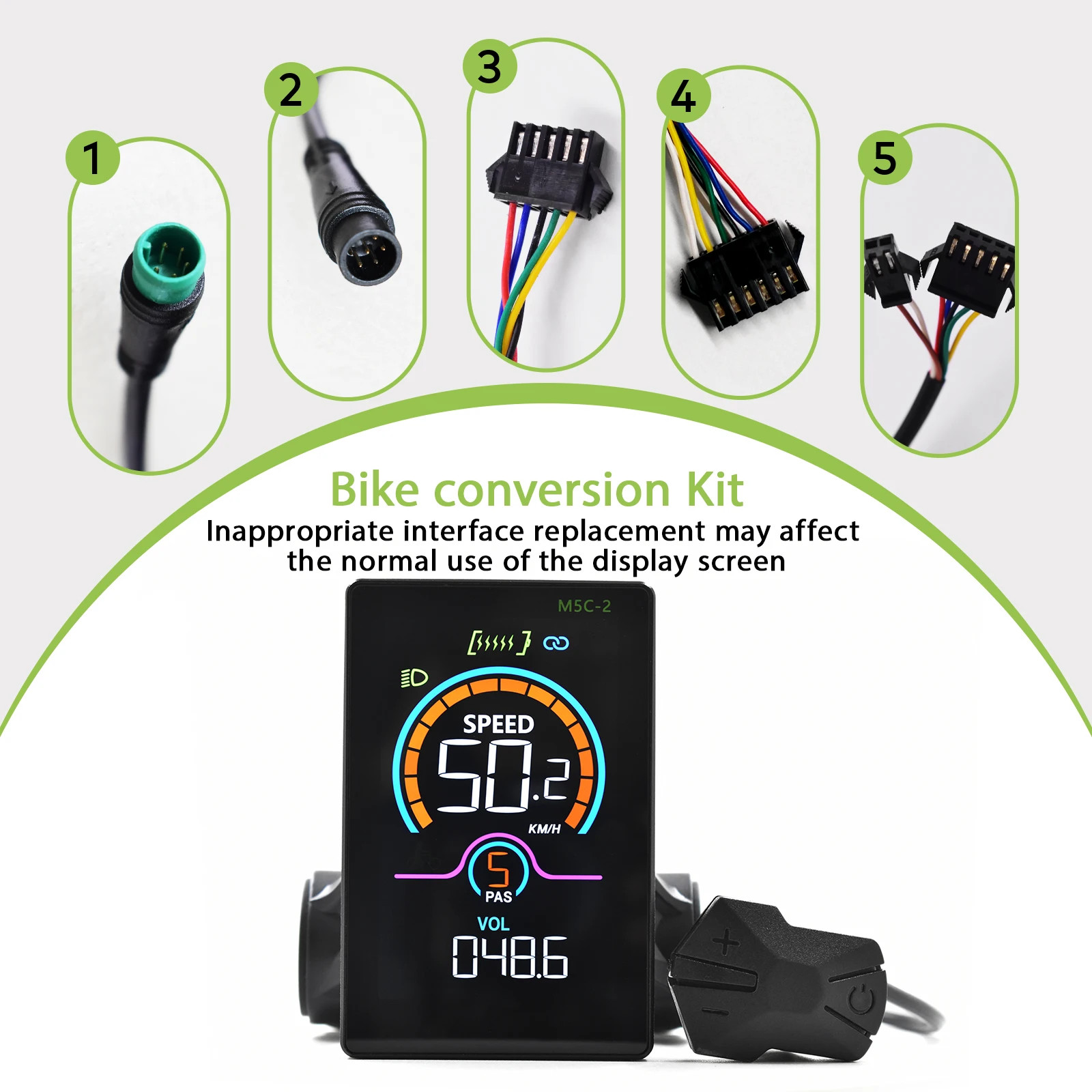 Electric Bike Computer Bluetooth Wired Digital Color LCD Display Vehicle Locking