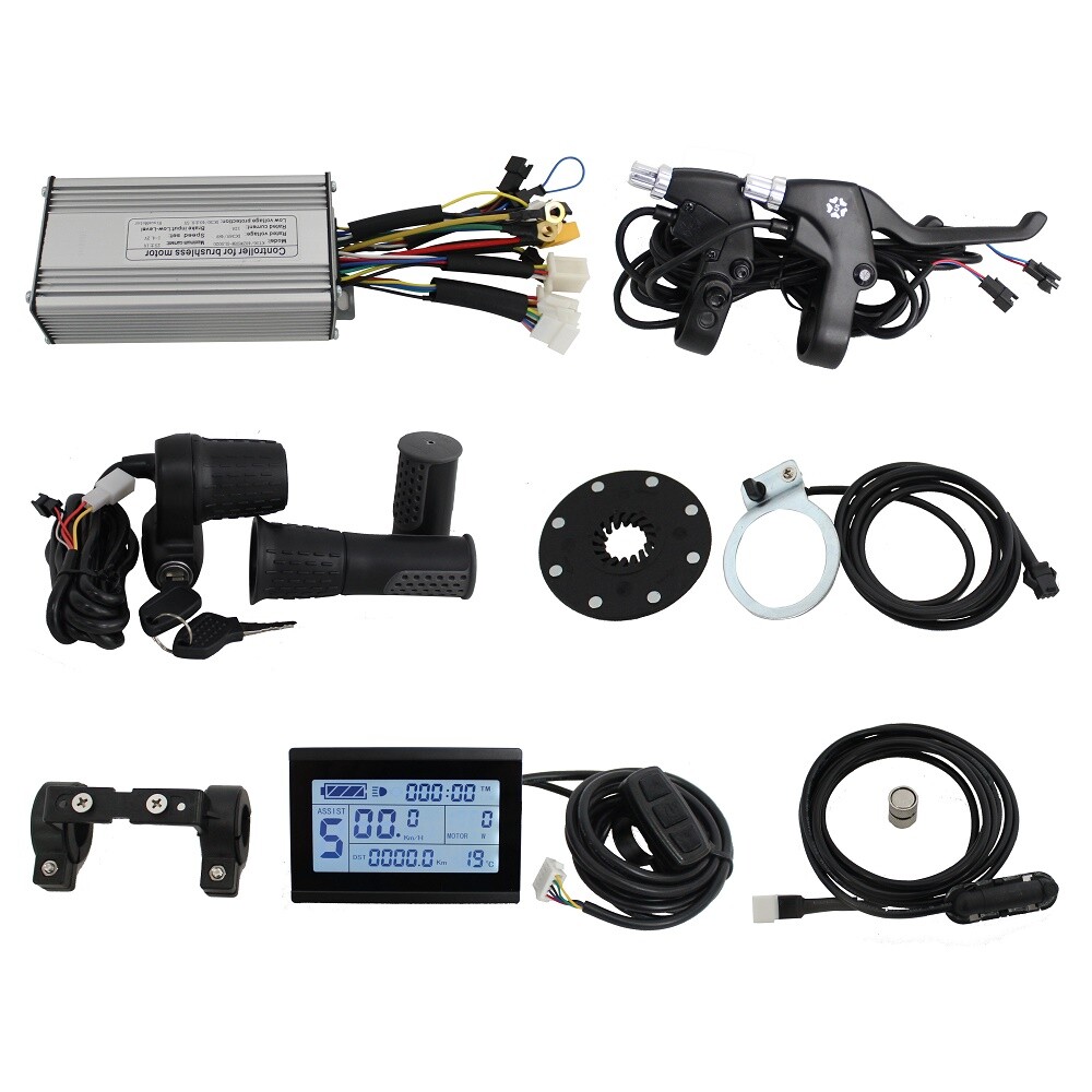 Ebike 36V/48V 500W/750W 25A Controller+LCD+Throttle+Brakes+PAS+Speed Sensor kit