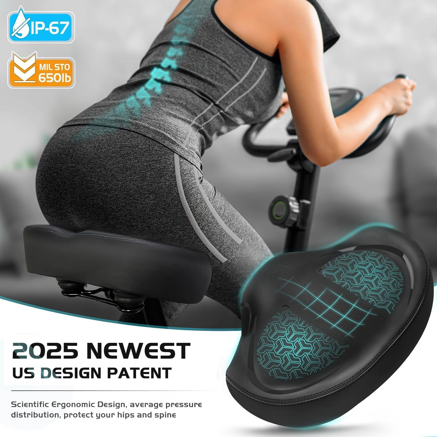 Noseless Bike Seat Cushion for Men & Women – Extra Padding & Comfort Wide Bicycl