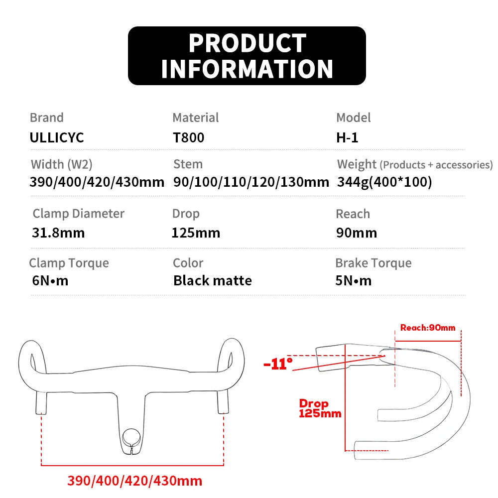 OD2 UD Carbon Internal Cable Aero Integrated Road Bike Handlebar 31.8mm 390mm