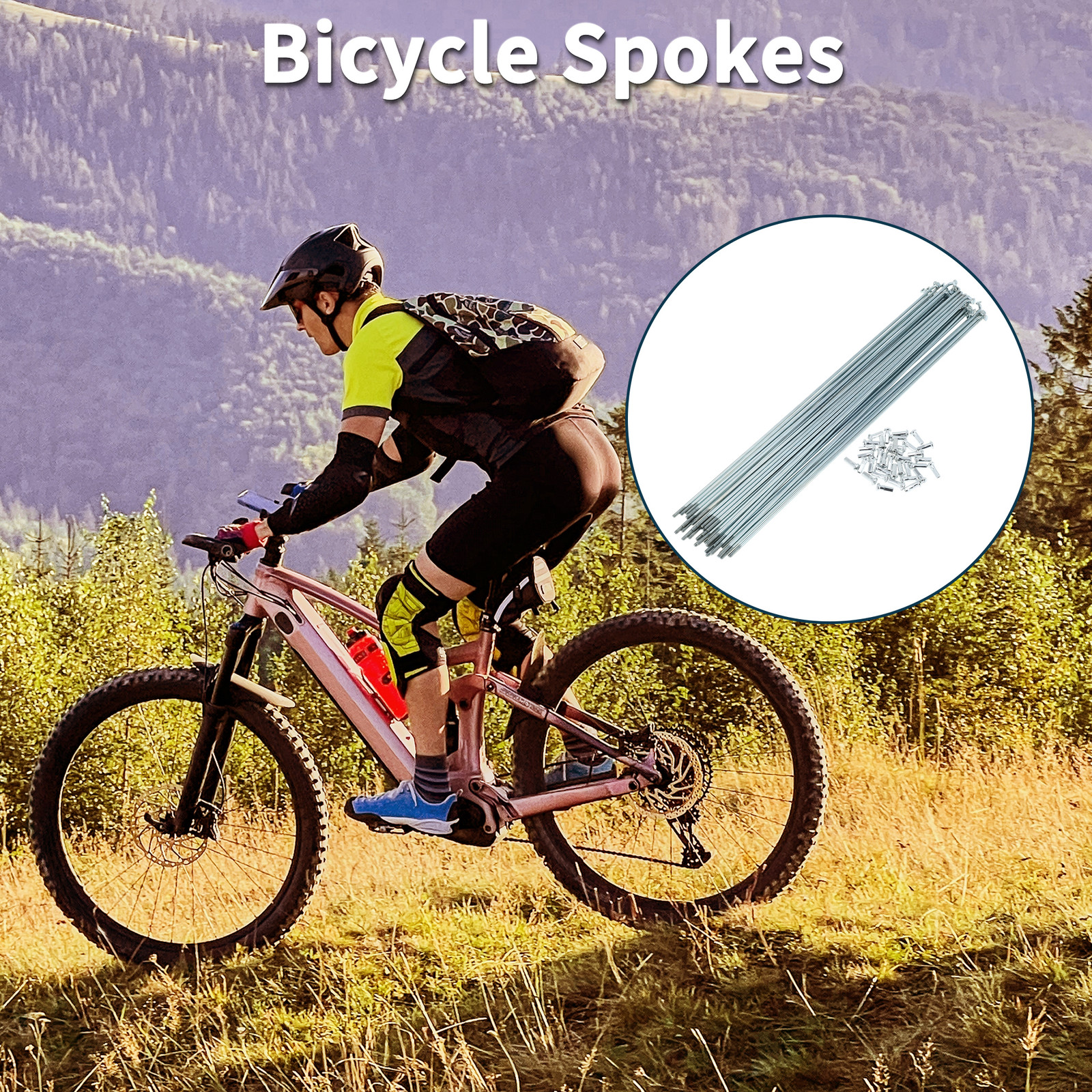 1 Set 13G 257mm Length Bicycle Spokes Nipple 45 Steel Galvanized Universal