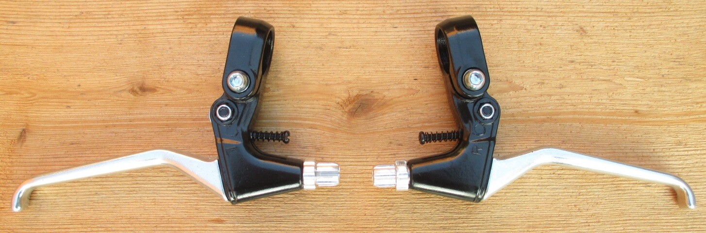 Brake Lever Set Mountain Bike 4 finger 22.2 Alloy One Pair Black & Silver Sunlit