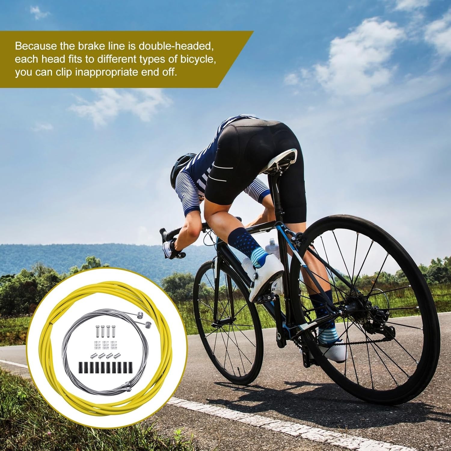 Complete Transmission & Brake Cable Set for Mountain and Road Bikes – Yellow