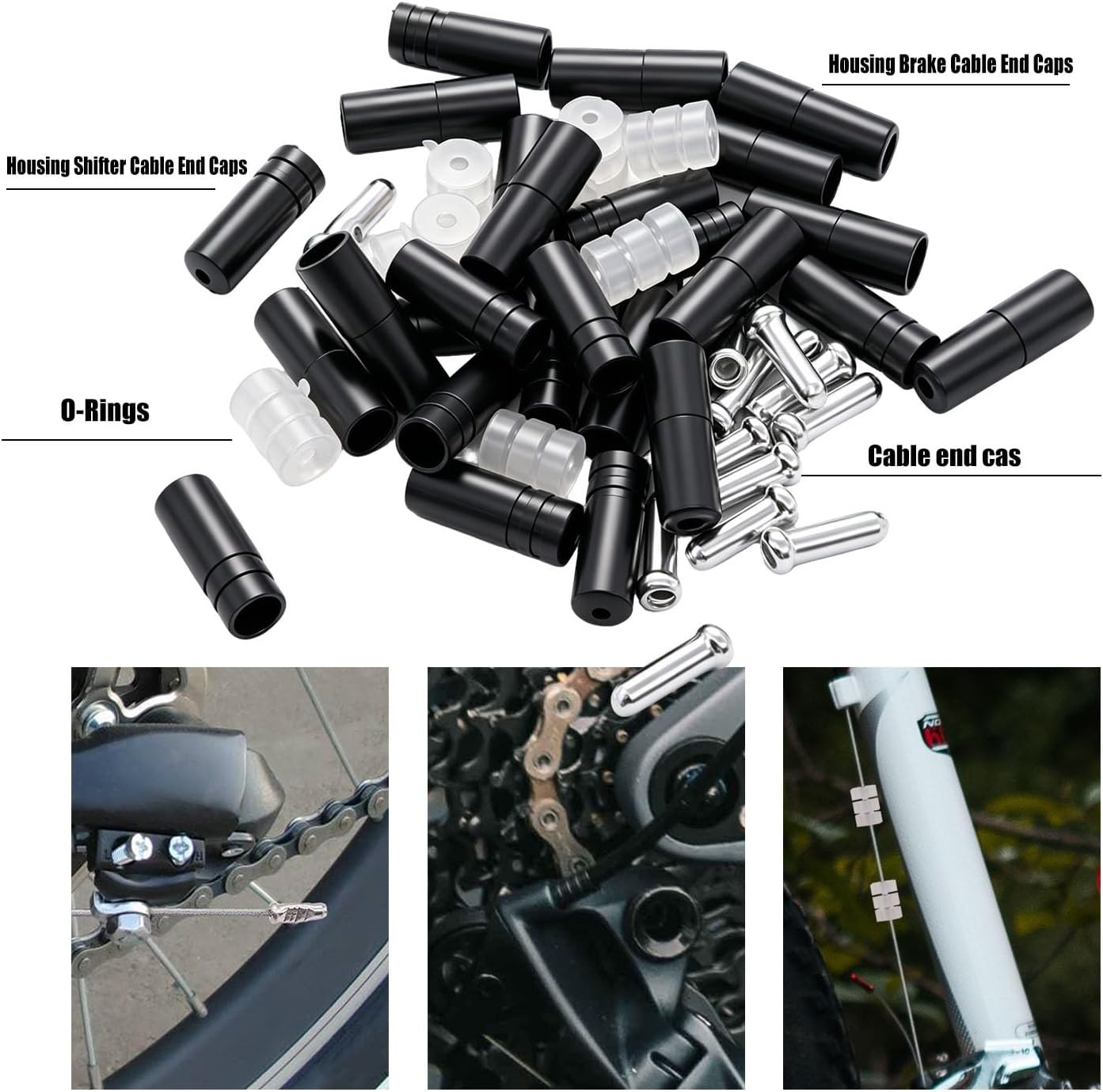 107PCS Bike Brake Shift Cable Housing Kit Stainless Steel Repair Set Black