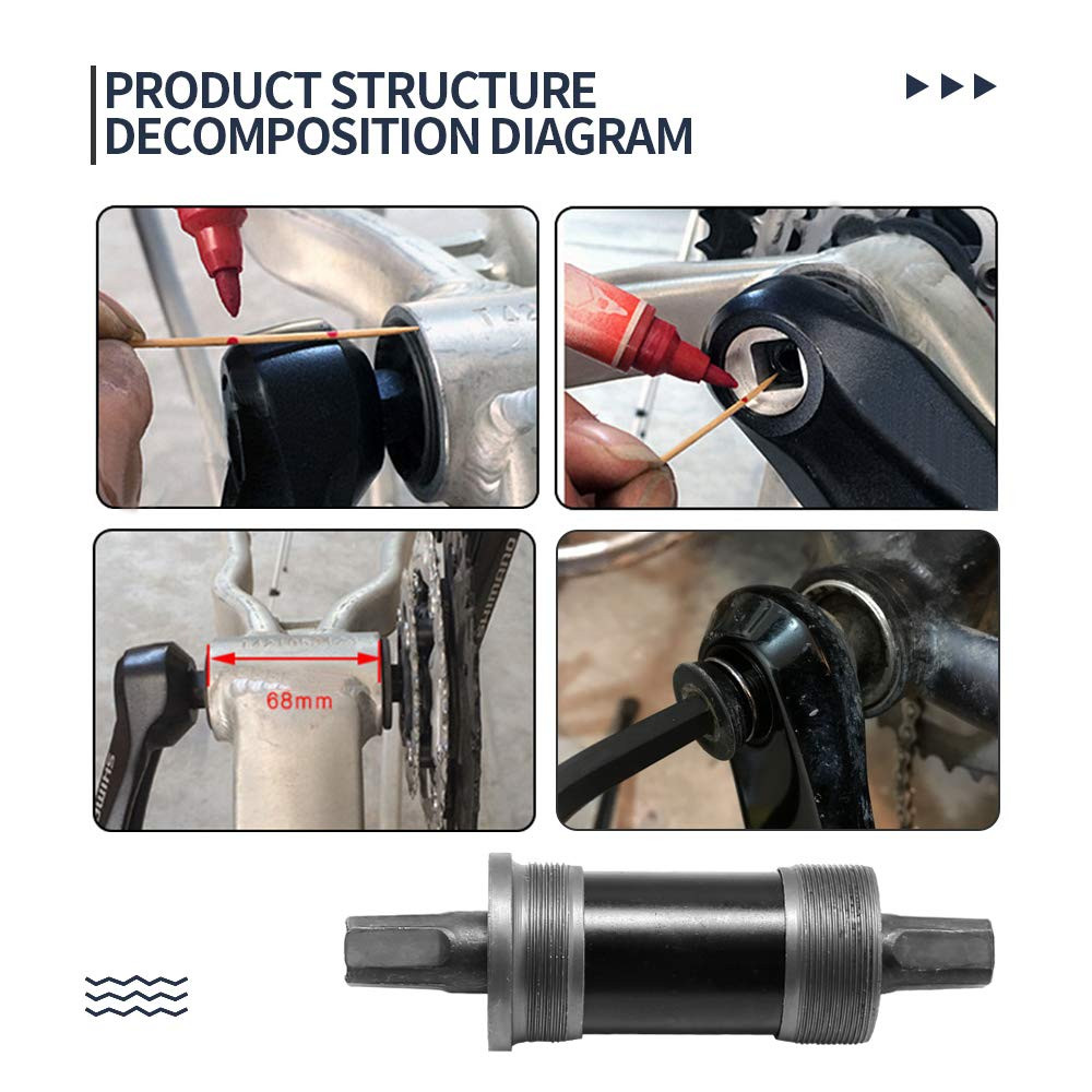 68X123Mm Square Taper Bottom Bracket, 68Mm Bike Cartridge Bottom Bracket Replace