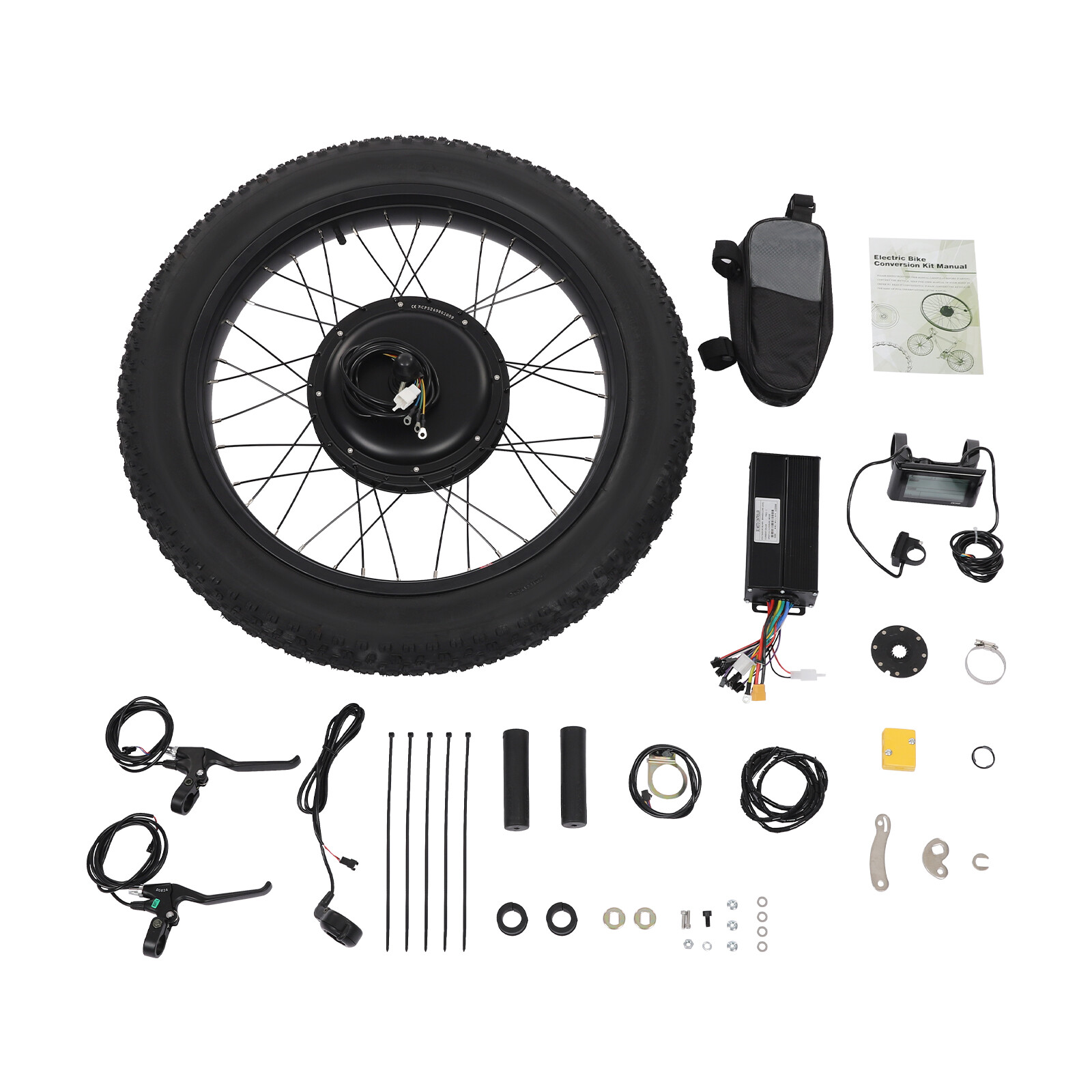 24″ Brushless Gearless Electric Bike E-Bike Front Wheel Conversion Kit 48V 1500W