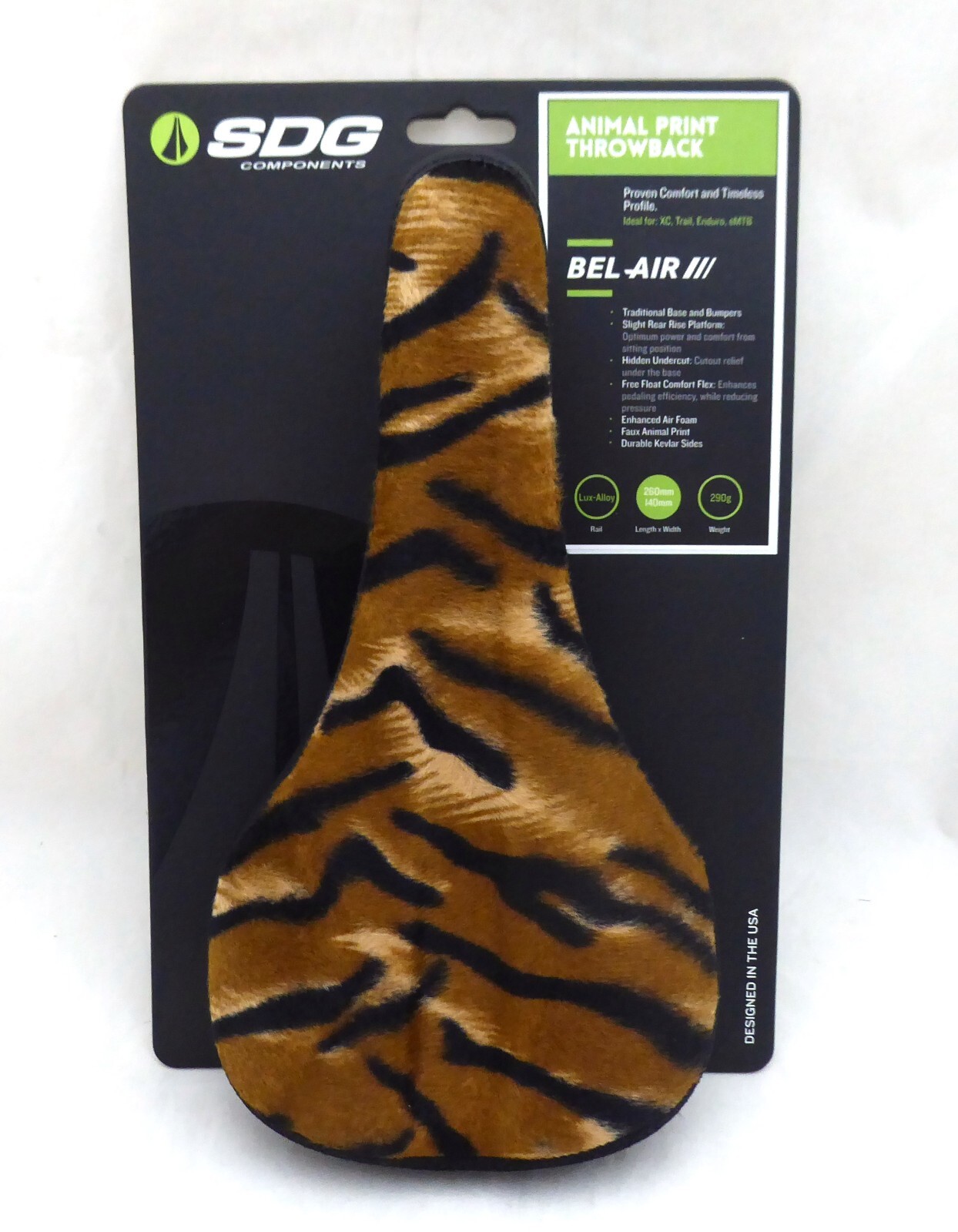 SDG Bel-Air V3 Traditional Saddle, Lux Rails, Tiger Print