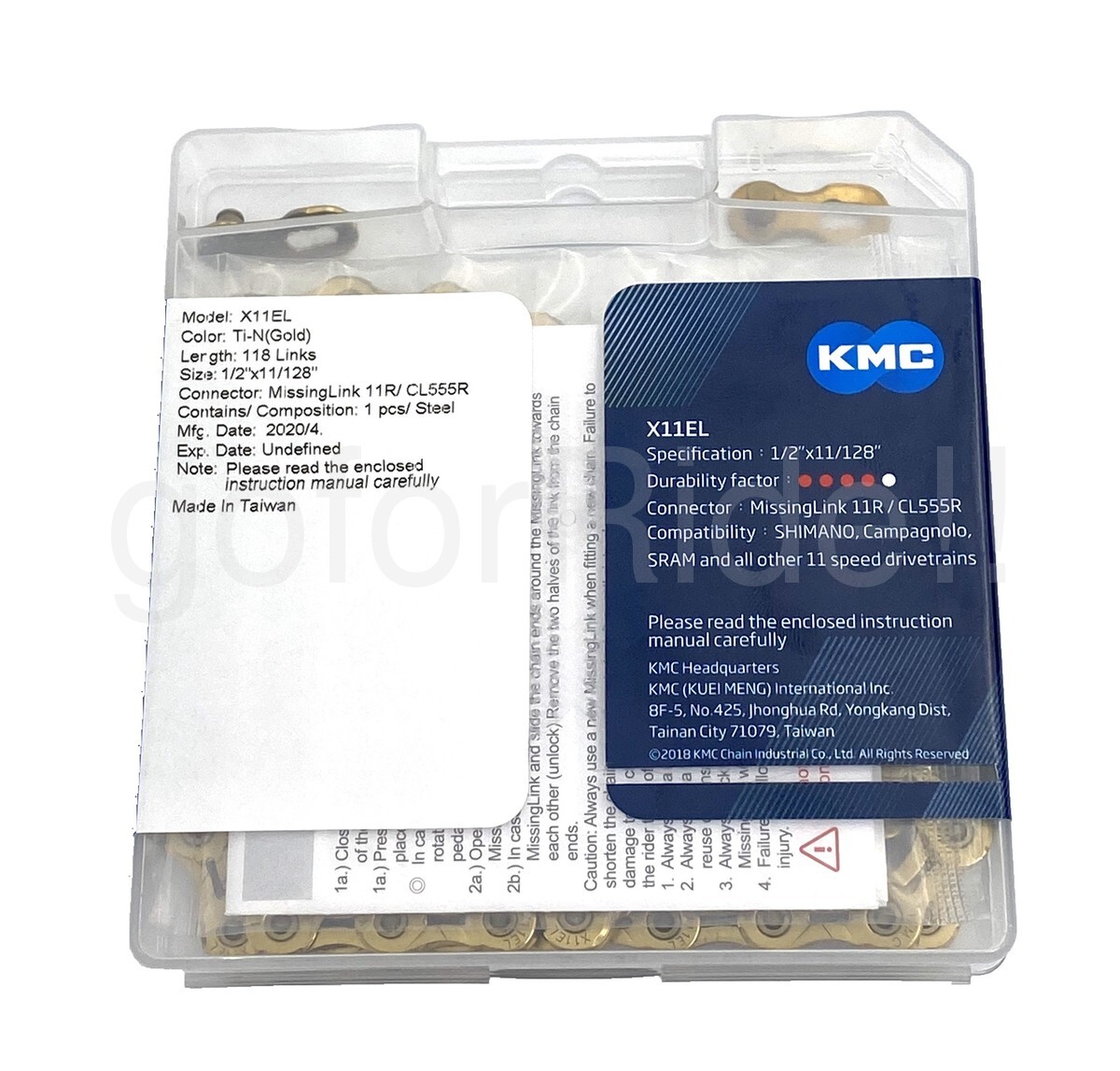 New KMC X11SL X11EL Bike Chain Retail Pack 11 Speed fit Shimano 118 Link Gold