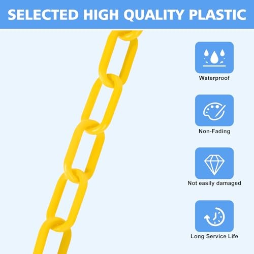 Plastic Chain Plastic Chain Links, Waterproof Safety Chain, 200FT Yellow