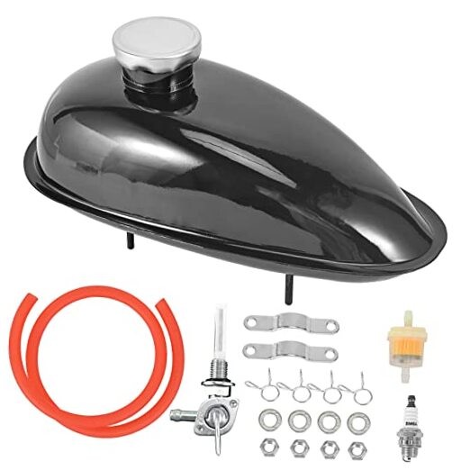 Trkimal Upgrade Metal Fuel Gas Tank with Petcock Cap for 49cc 2L (0.53 Gallons)