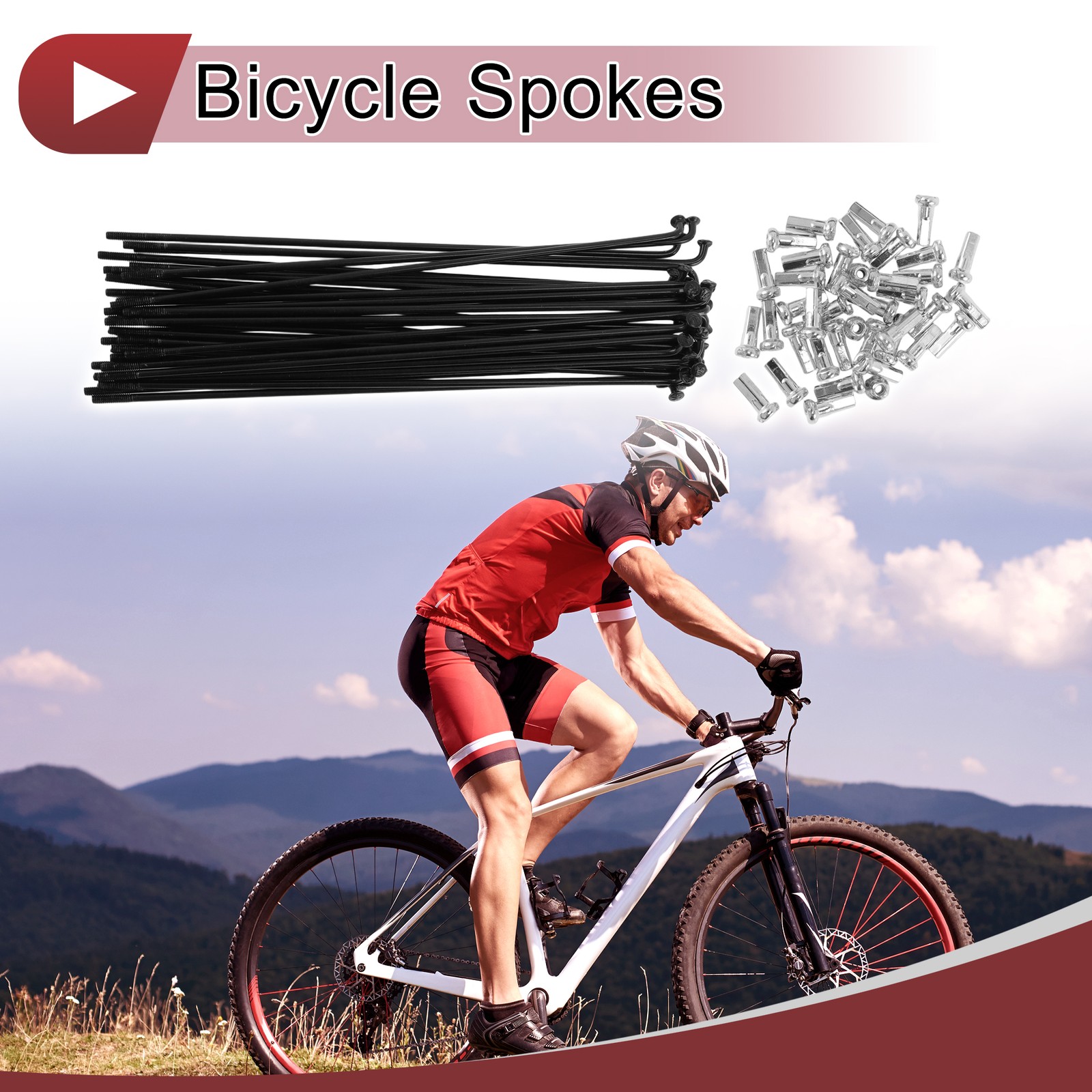 38 Set 14G Bicycle Spoke 139 mm 14G Bike Wheel Spoke Carbon Steel Black