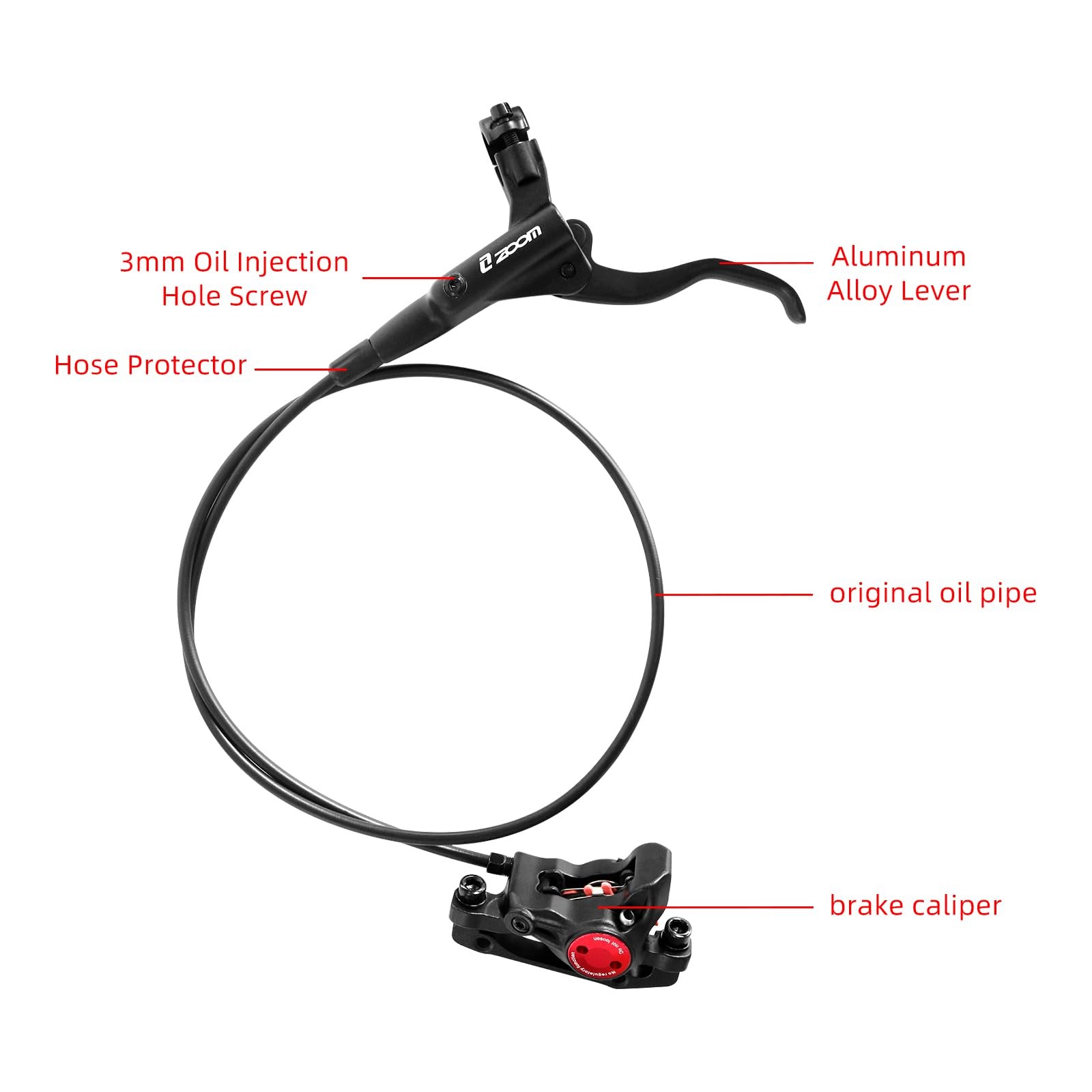 Z00M HB875 MTB Hydraulic Disc Brakes Set Mountain Bike Black-Front+Rear Brake
