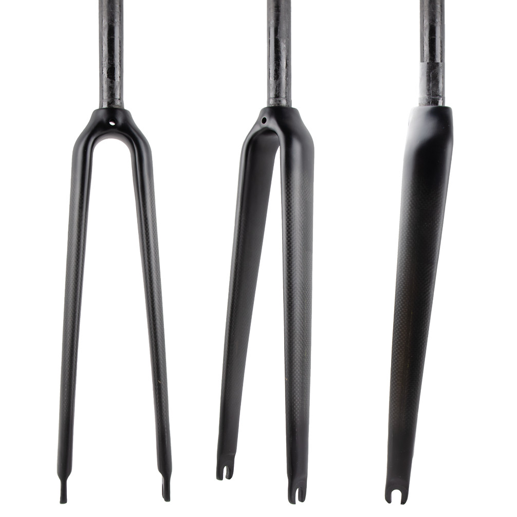 700C Carbon Fiber Fork 25.4mm Straight Tube Rigid Road Bike Froks Rim Brack QR