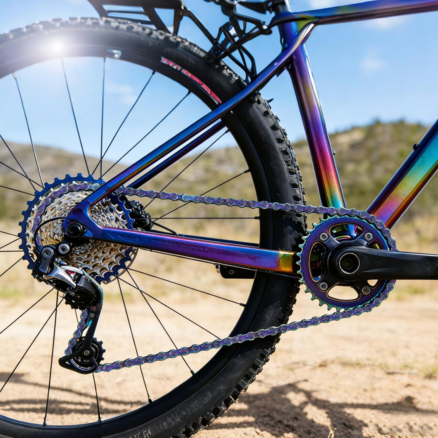 Rainbow 11 Speed Bike Chain, 1/2″ X 11/128″ 116 Links for Road Bike Mountain