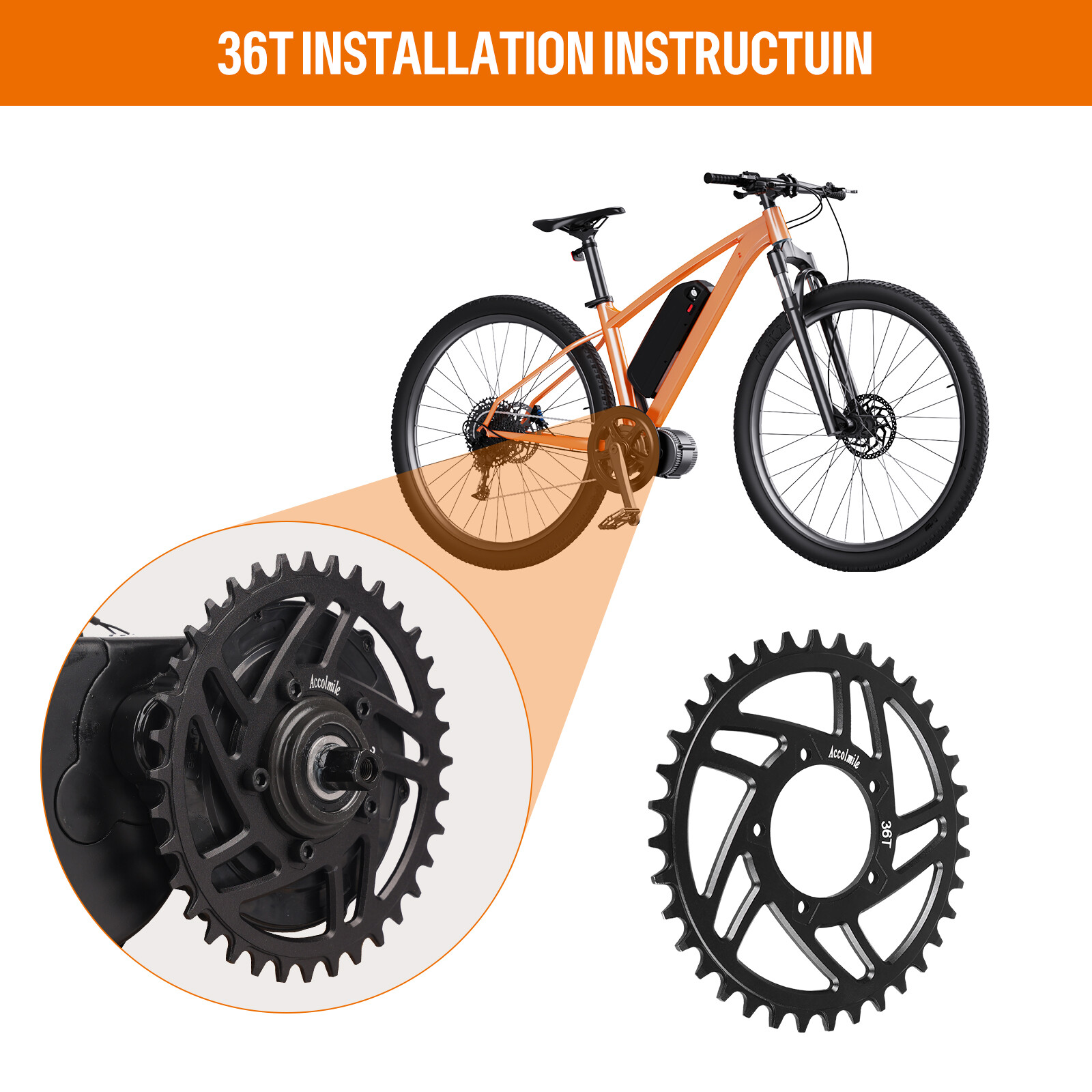 36/42/44T Sprocket Chainwheel for Bafang BBS01B BBS02B 250W-750W Motor Mid Kit