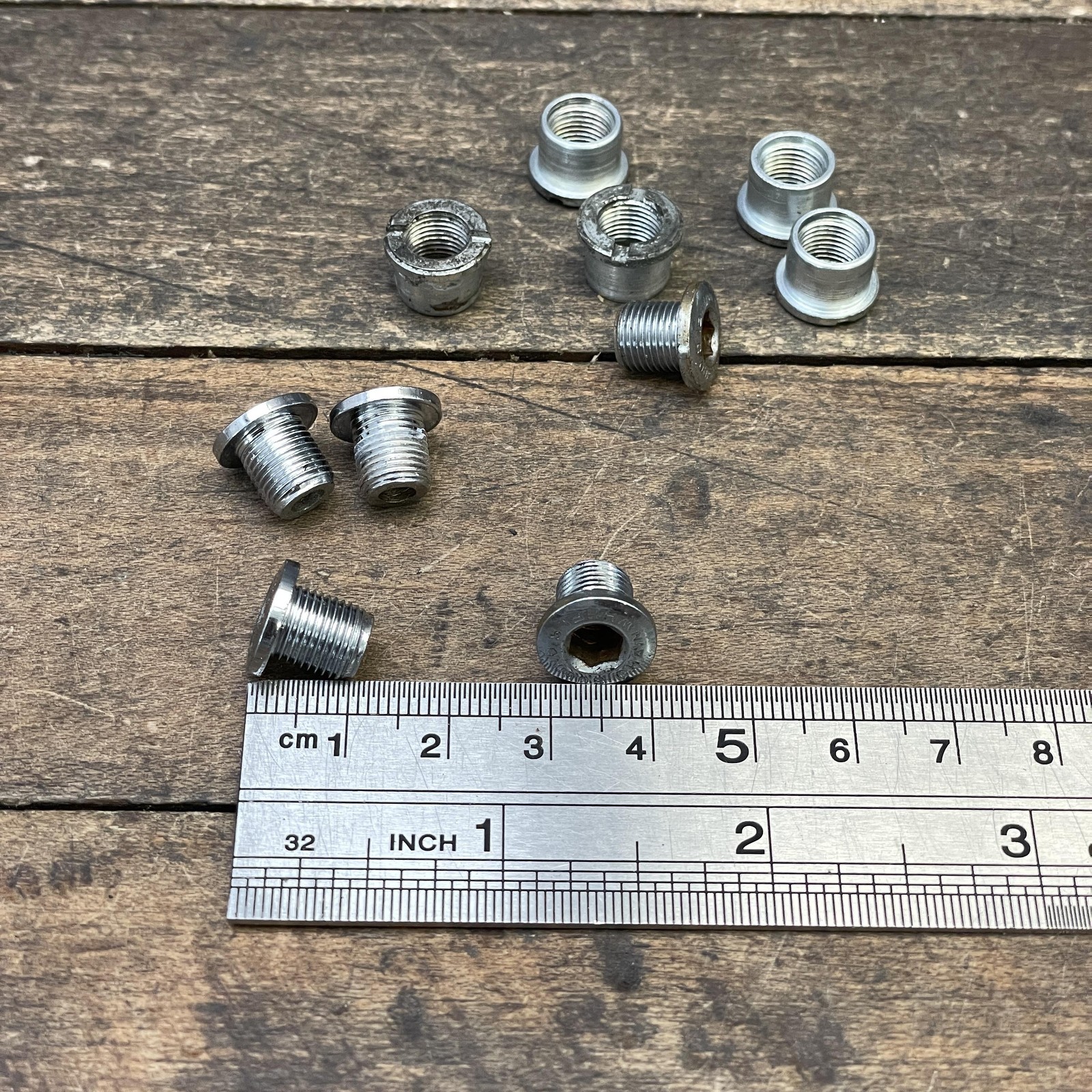 Vintage Sugino Chainring Bolts Nuts Dust Caps Silver Drivetrain Bike Parts Kit